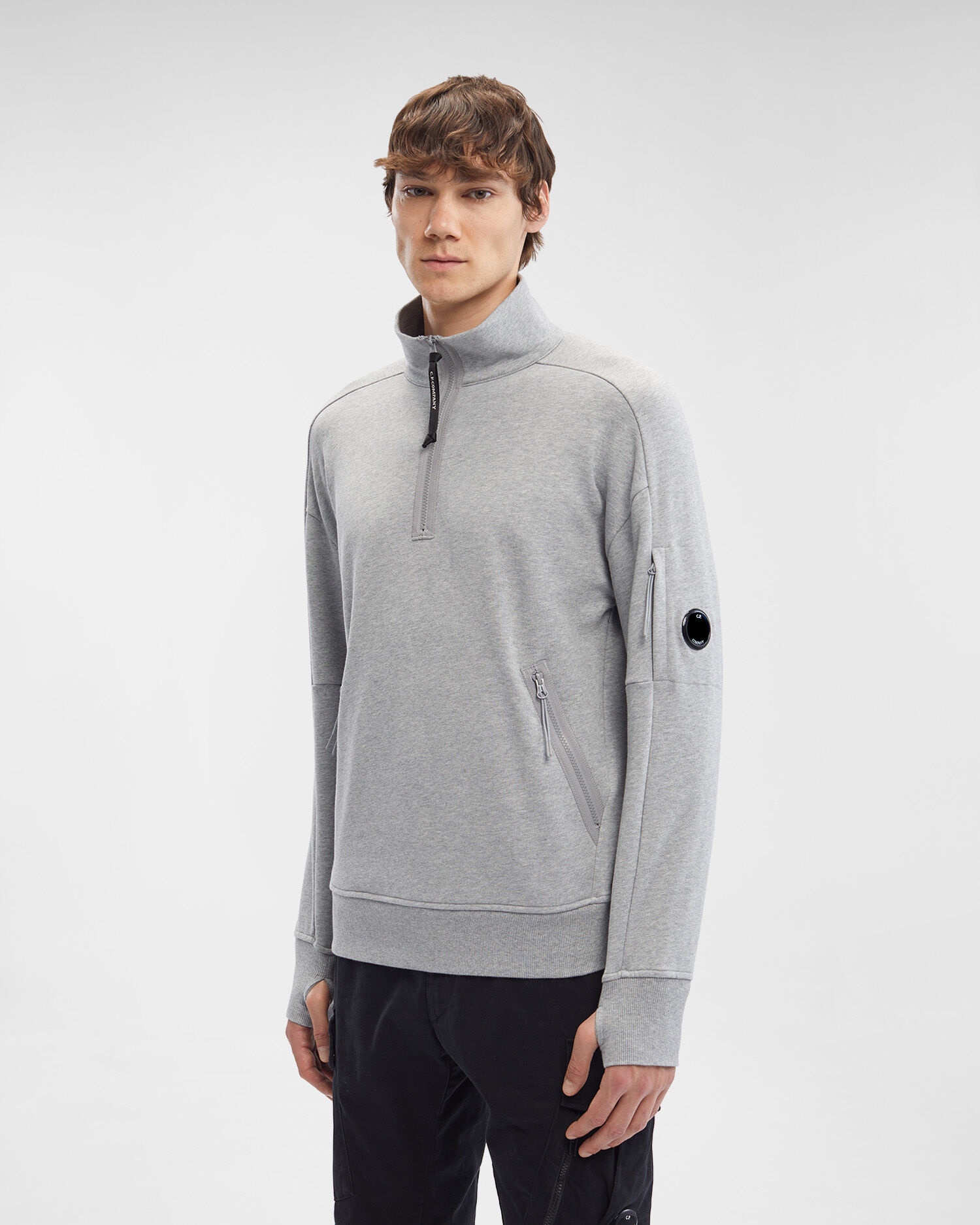 Diagonal Raised Fleece Stand Collar Sweatshirt - 2