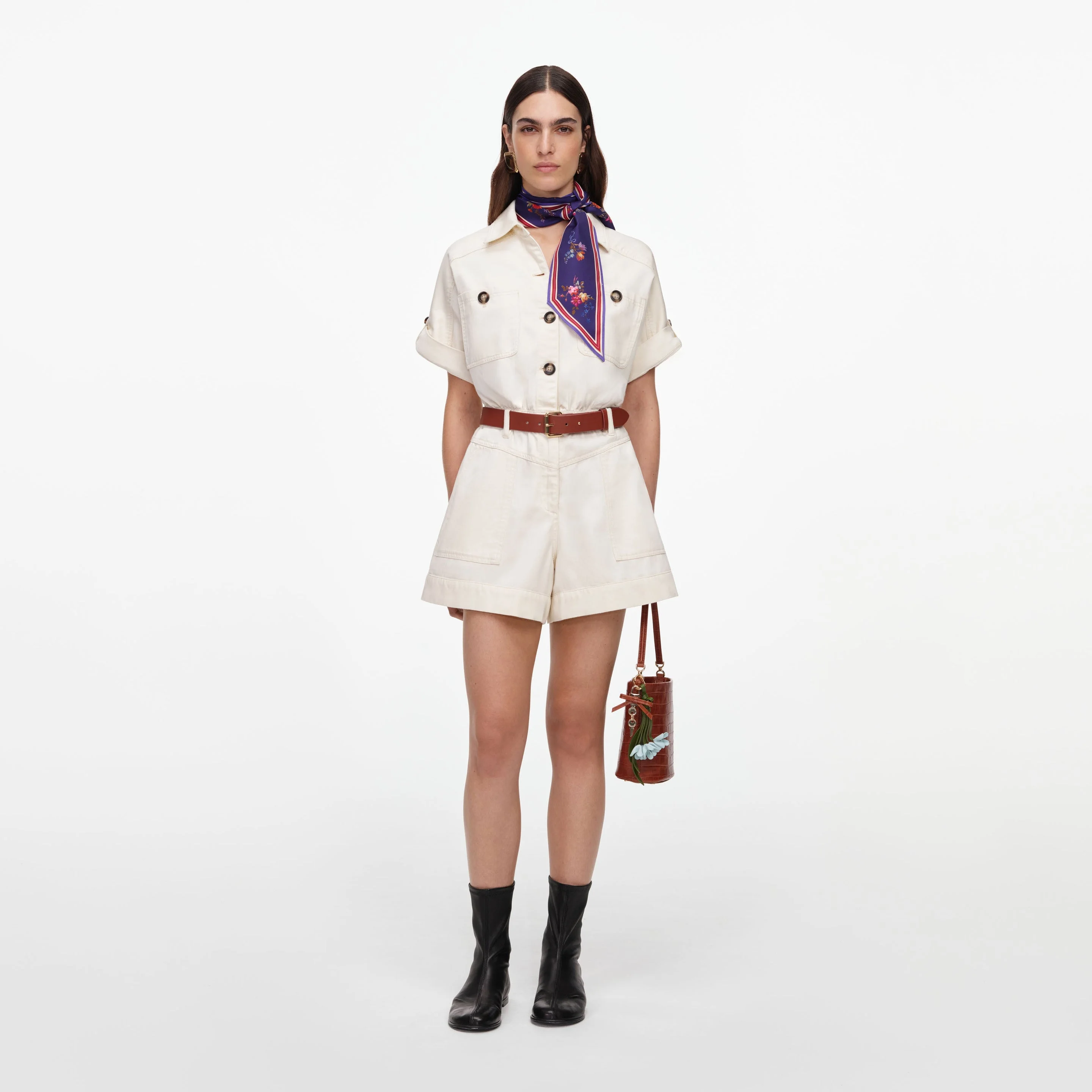 Cream Denim Playsuit - 1