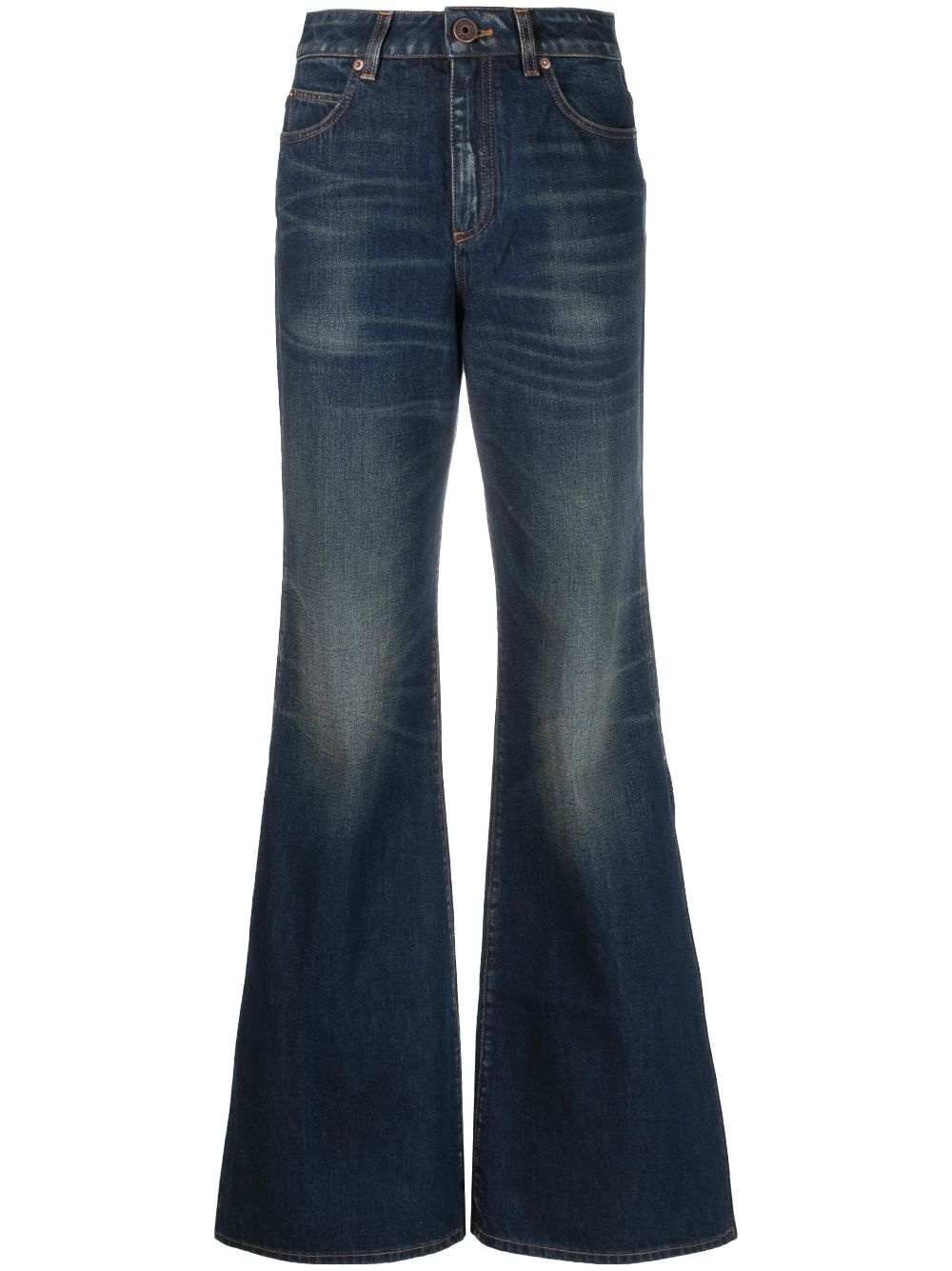 logo-detailing flared washed jeans - 1