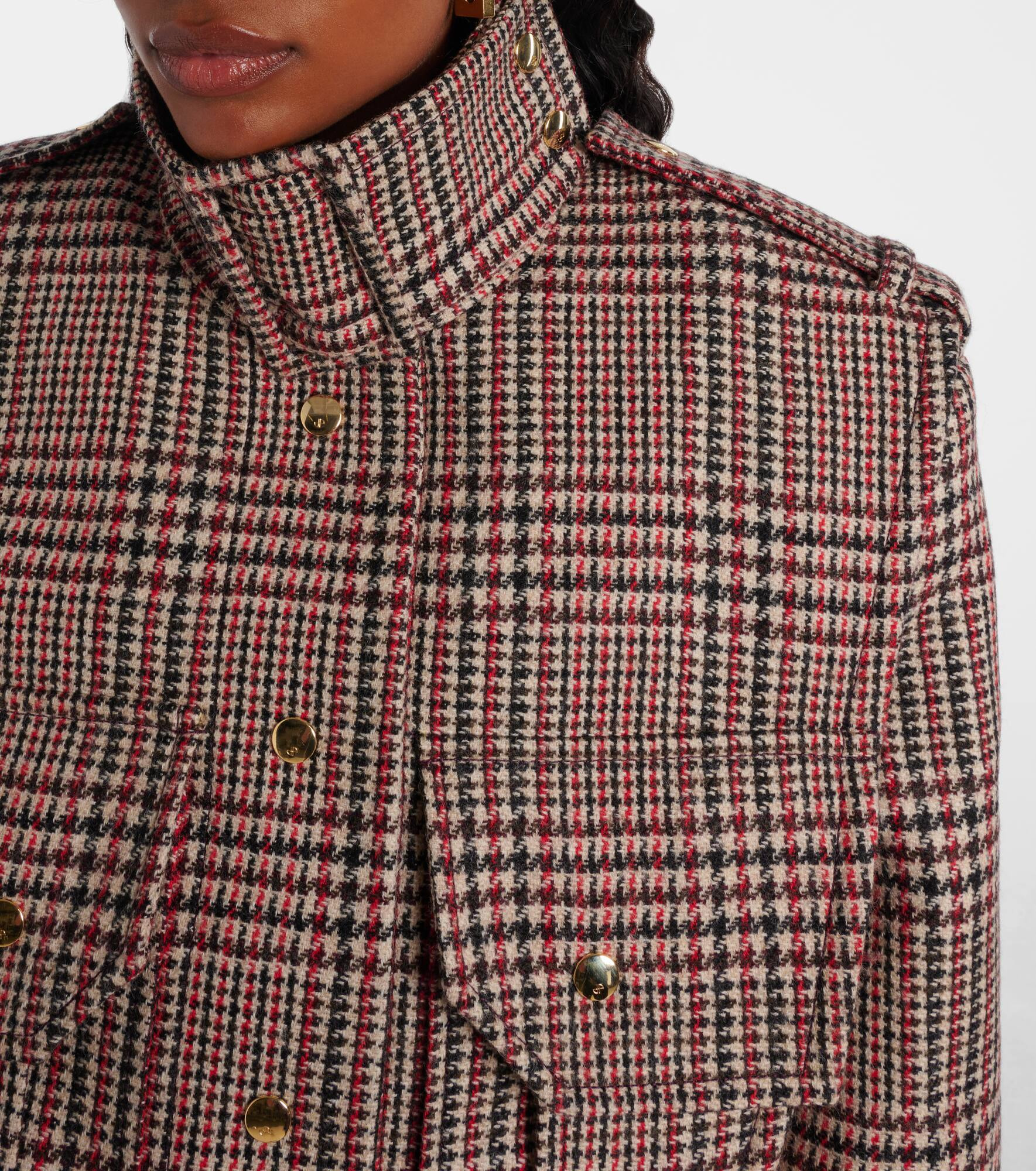 Checked virgin wool jacket - 4