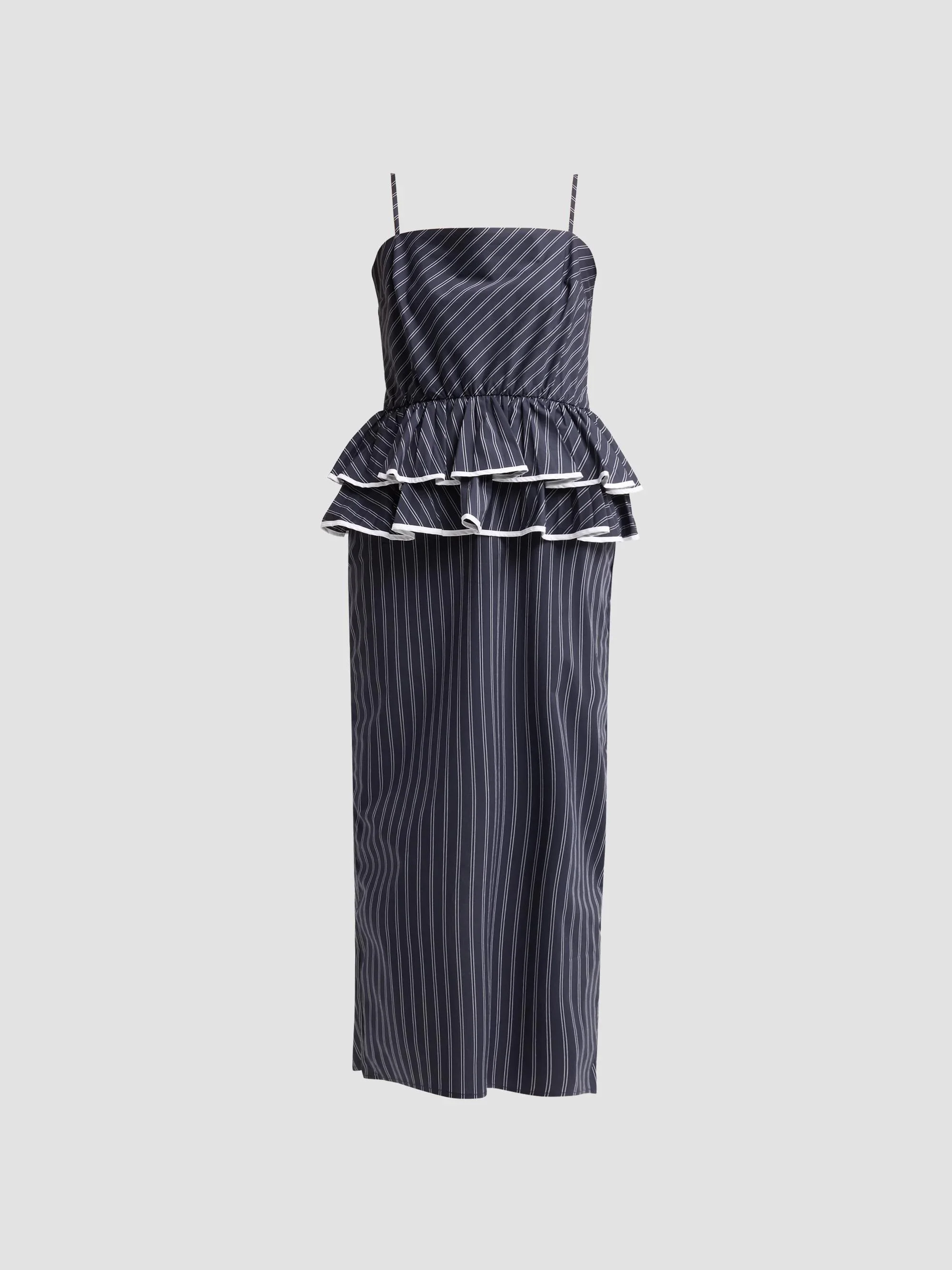 Women's Alanna Striped Cotton-Blend Midi-Dress - Navy - 1
