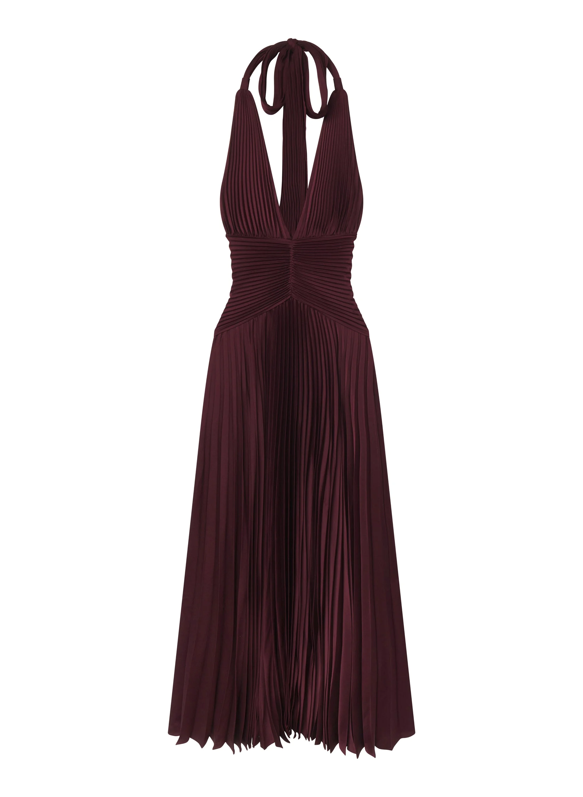 Sabine Scarf Tie Satin Pleated Gown - 1