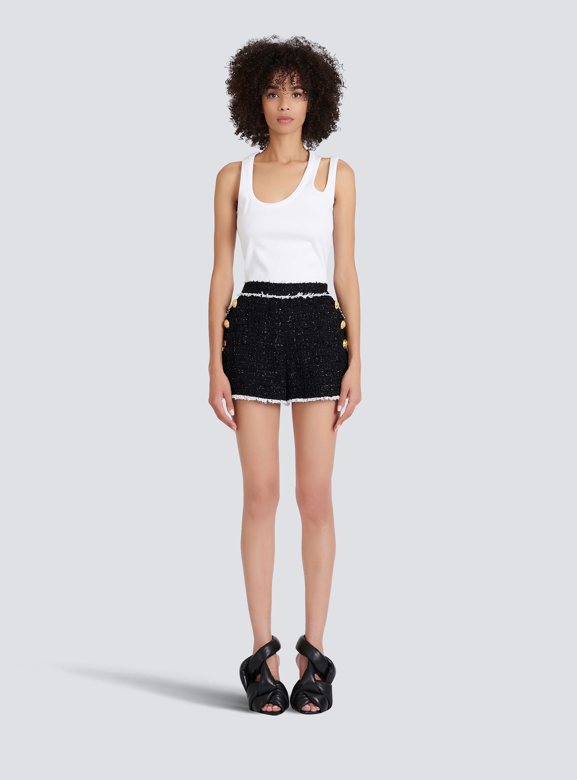 High-waisted tweed shorts - 3