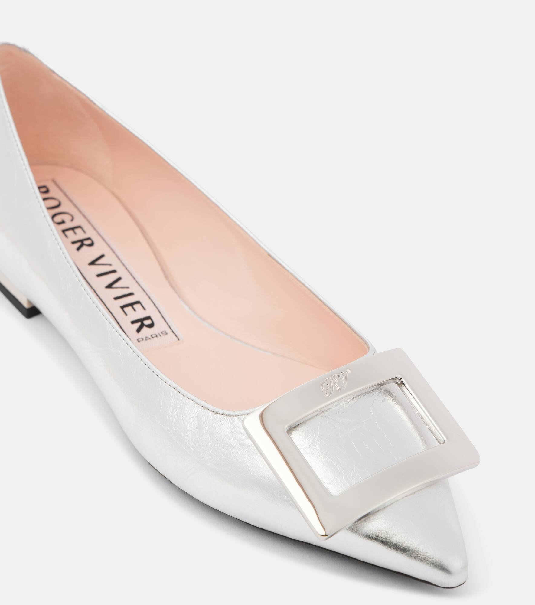 Metallic leather ballet flats - 5