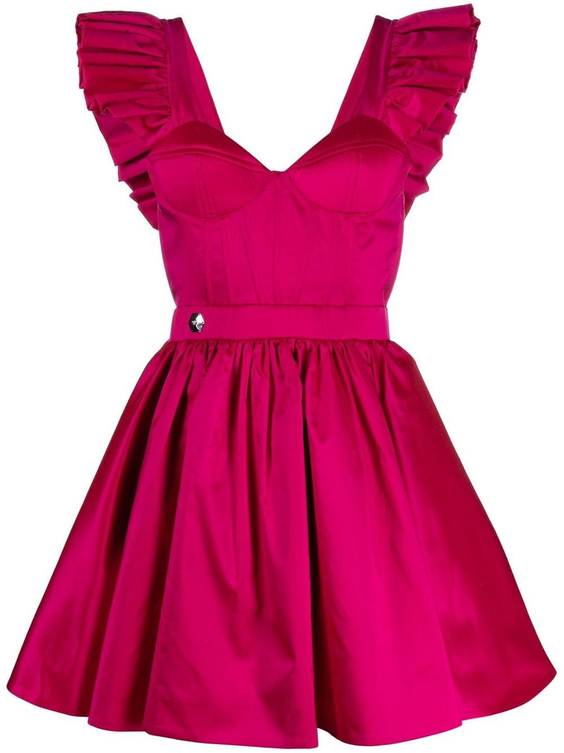 ruffled-sleeve silk mini dress 1