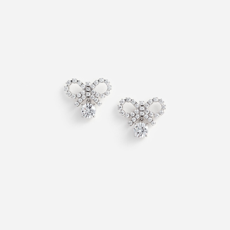Micro Bow Crystal Earrings - 1