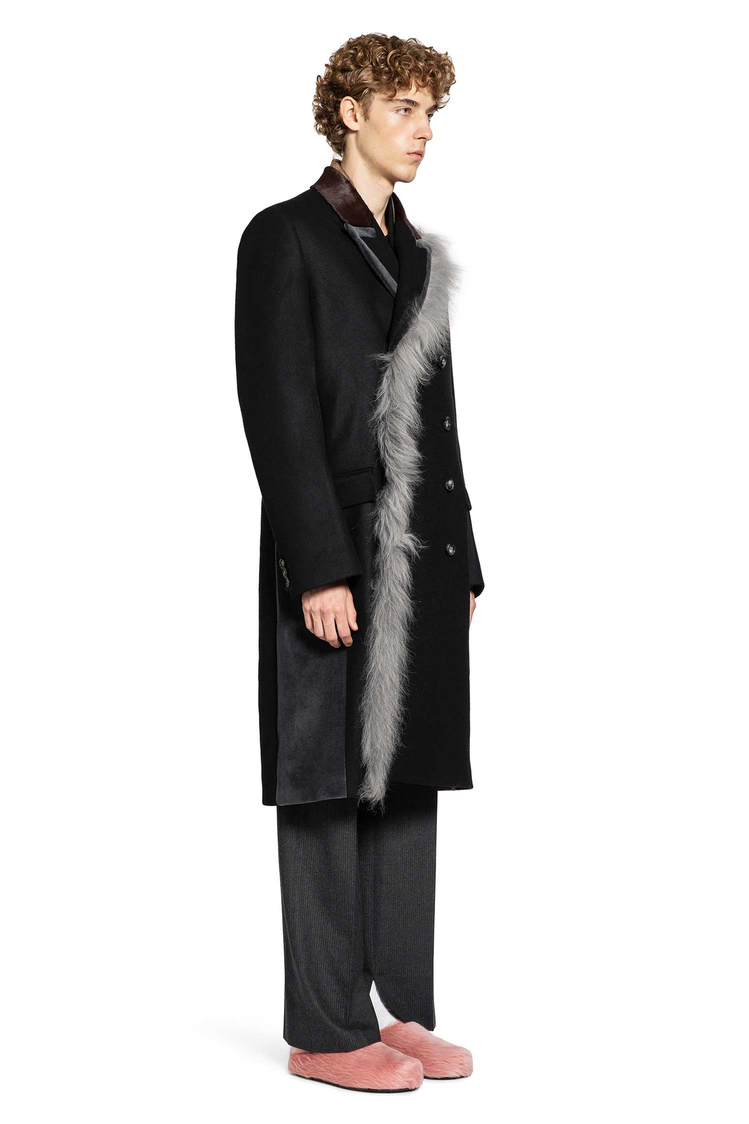 Wool Felt Coat With Fur Trim - 3