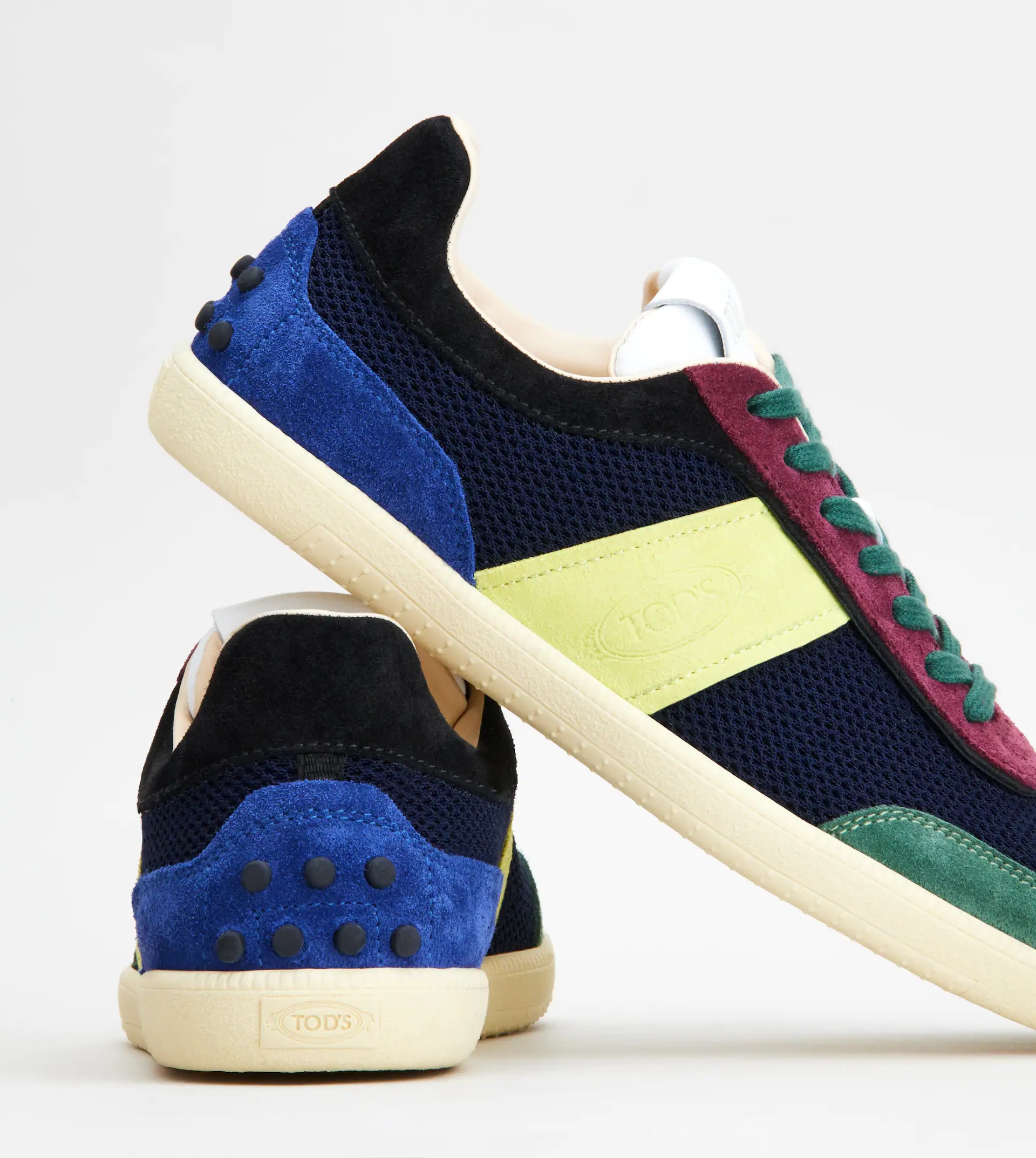 TOD'S TABS SNEAKERS IN SUEDE AND TECHNICAL FABRIC - GREEN, BLUE, BURGUNDY - 6