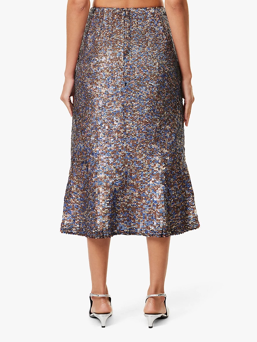 Sibyl sequin-embellished wool-blend midi skirt - 4