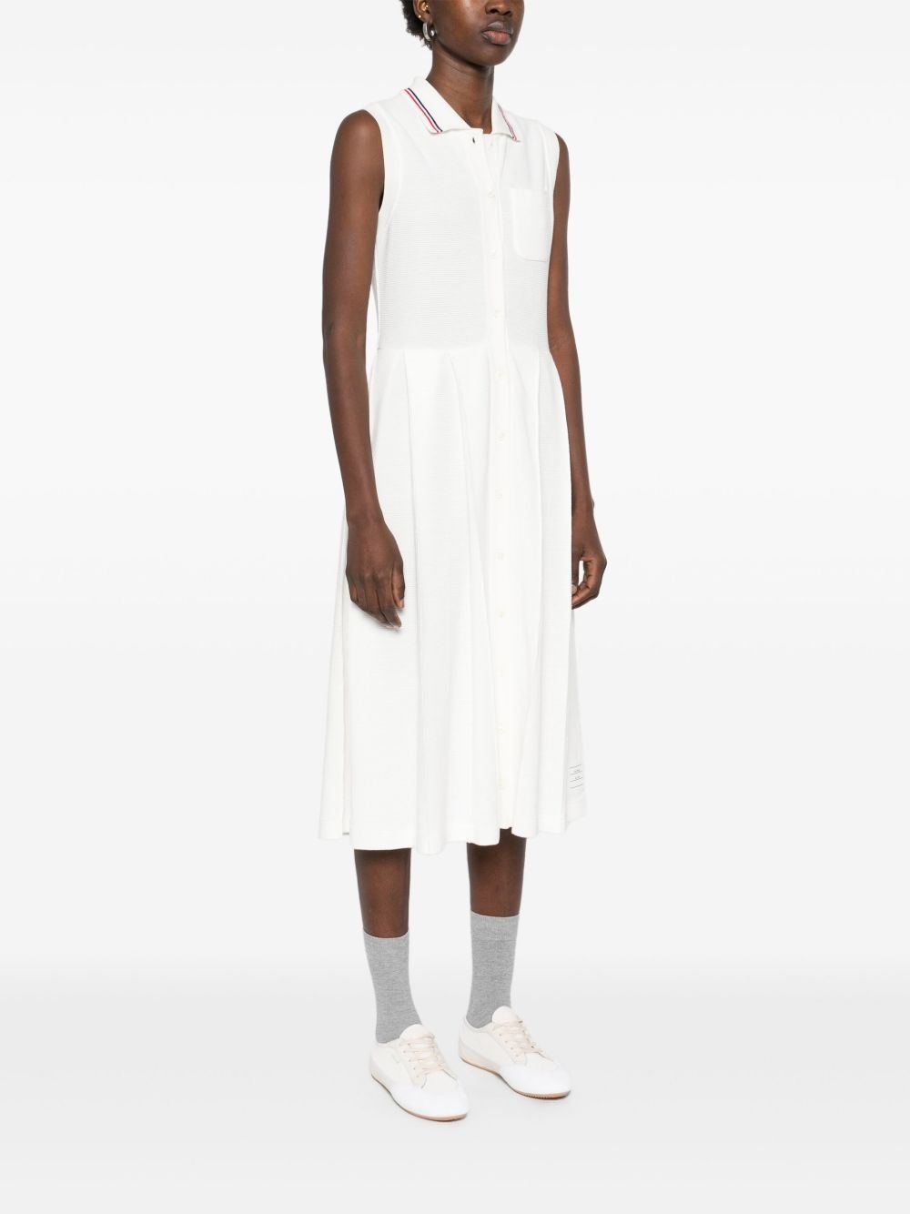 RWB-stripe pleated midi dress - 3
