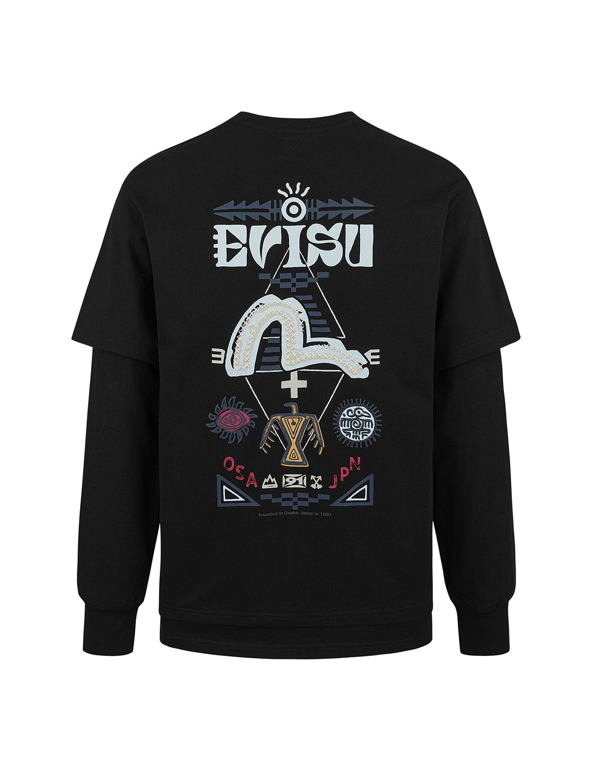 2-in-1 Indian Totem Print Relax Fit Long Sleeves T-shirt - 12