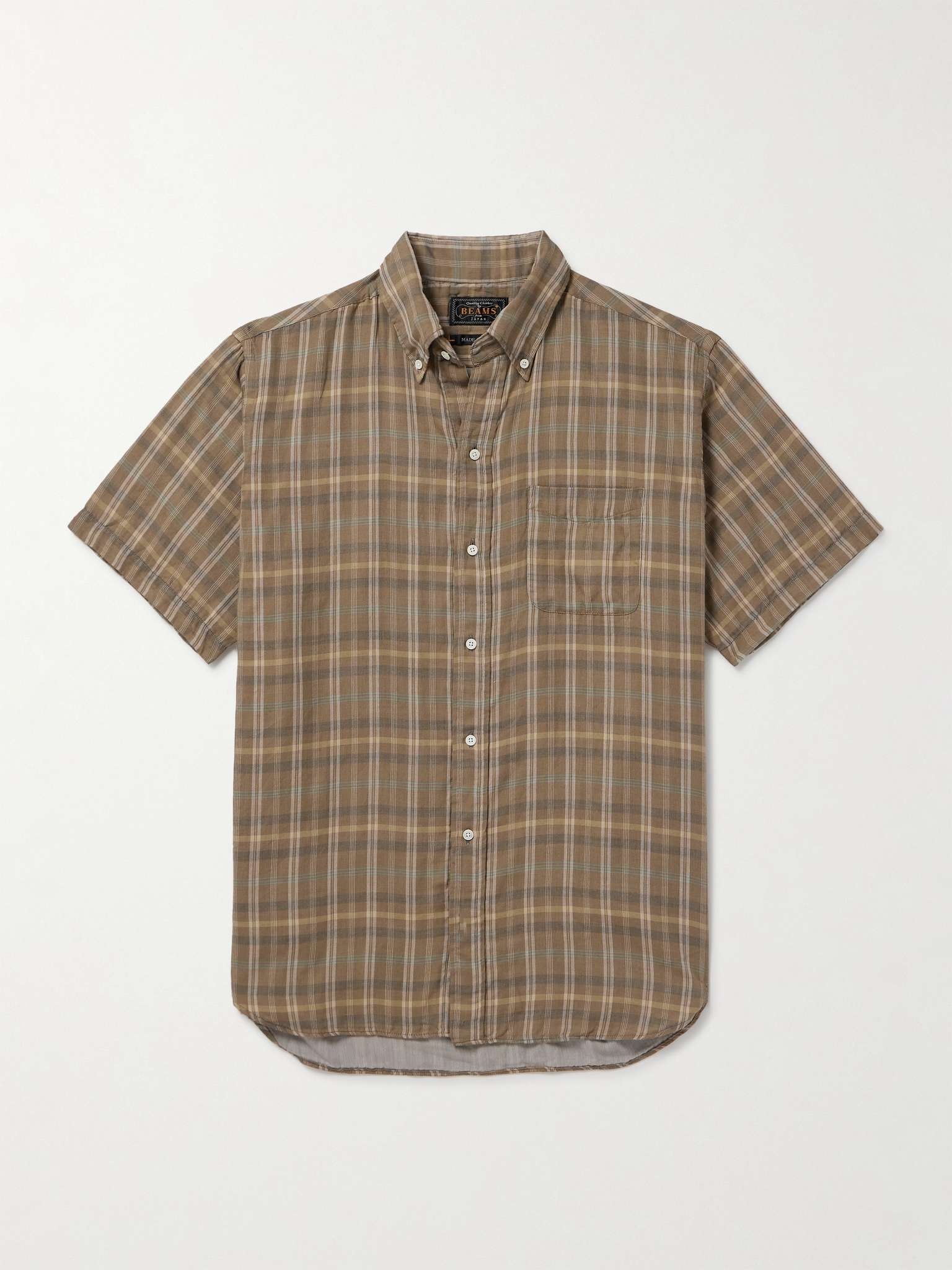 Button-Down Collar Checked Cotton-Gauze Shirt - 1