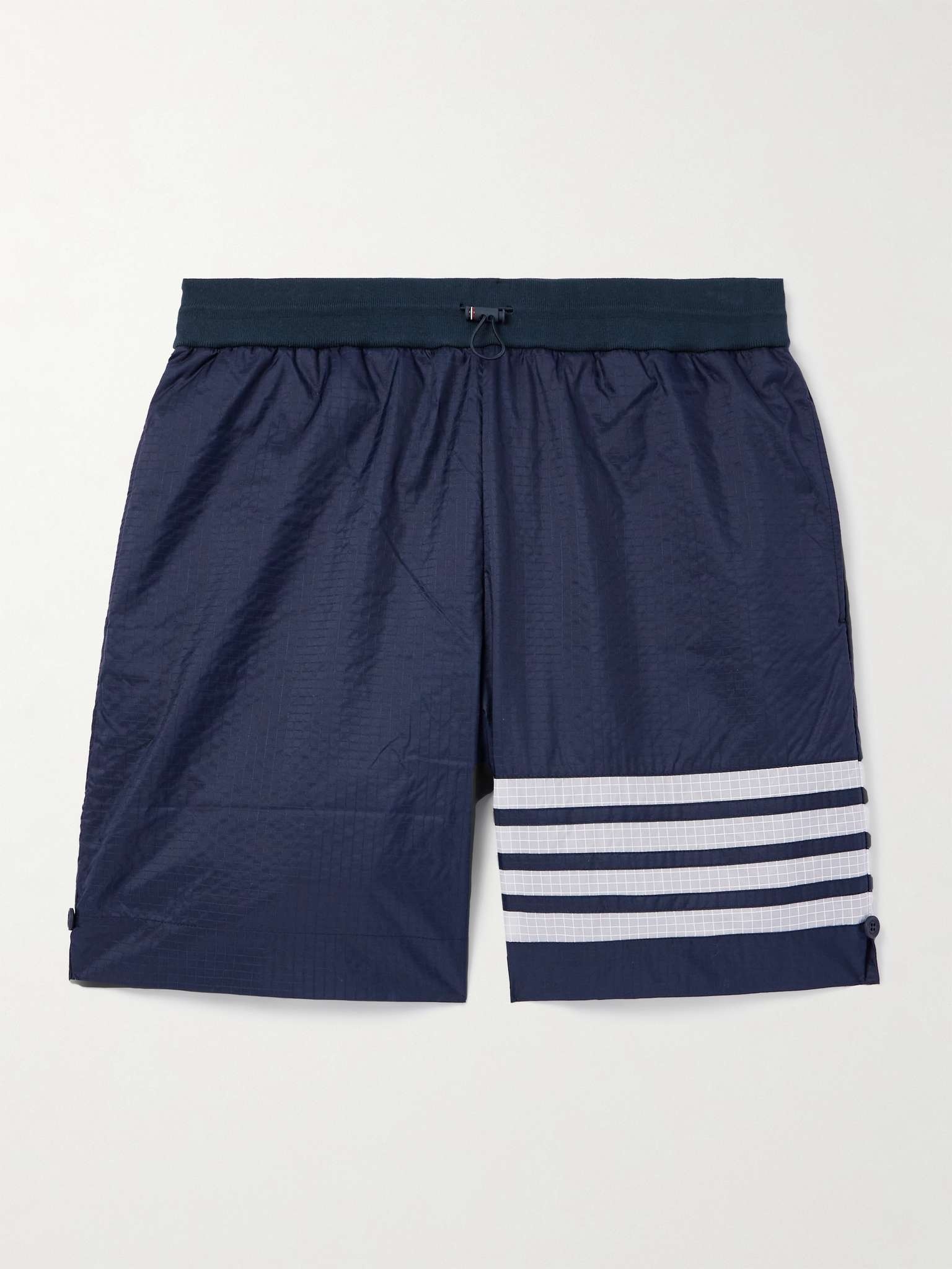 Straight-Leg Striped Cotton-Jersey and Ripstop Drawstring Shorts - 1