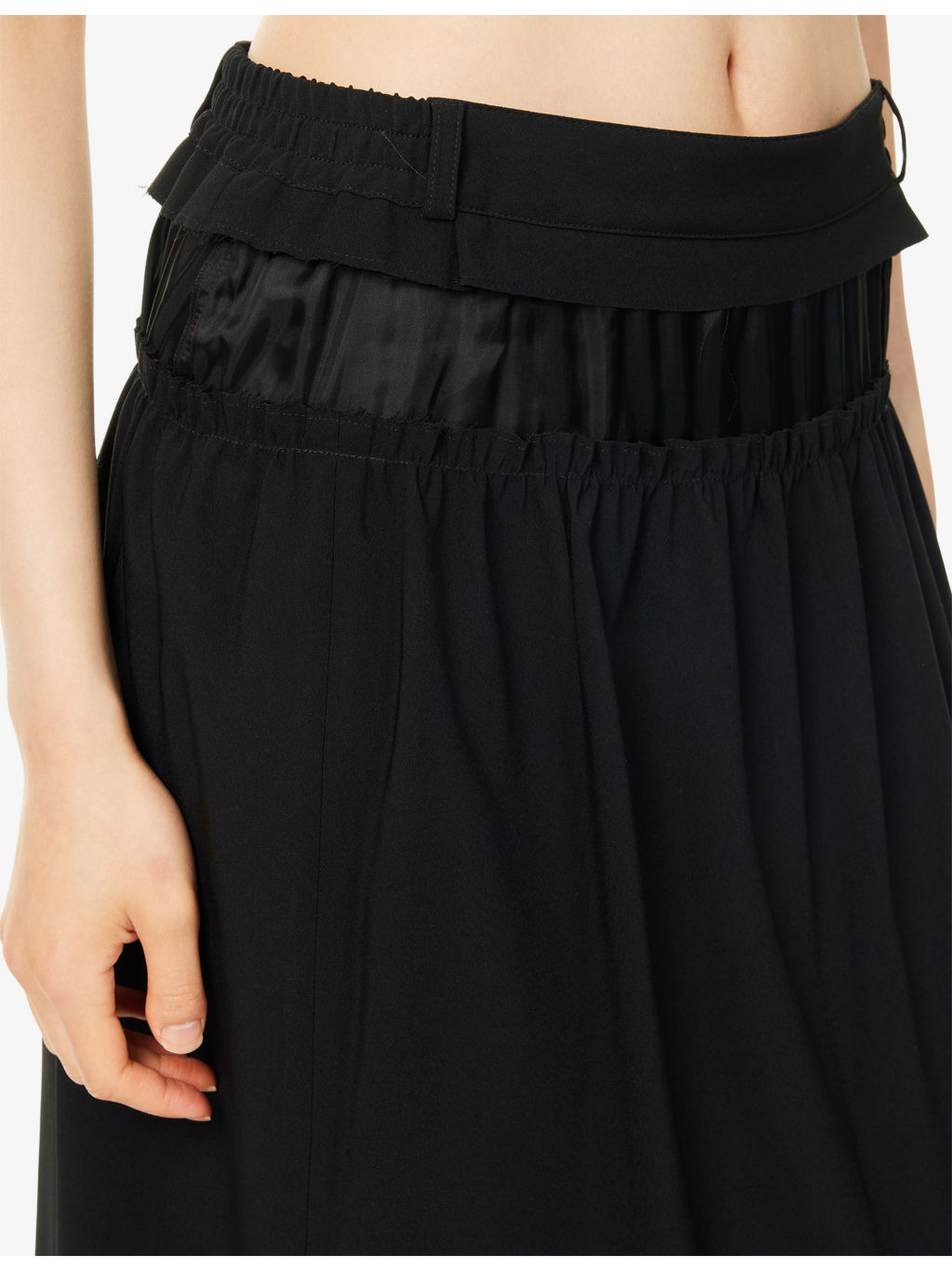 Satin-Waistband Regular-Fit Stretch-Woven Midi Skirt - 5