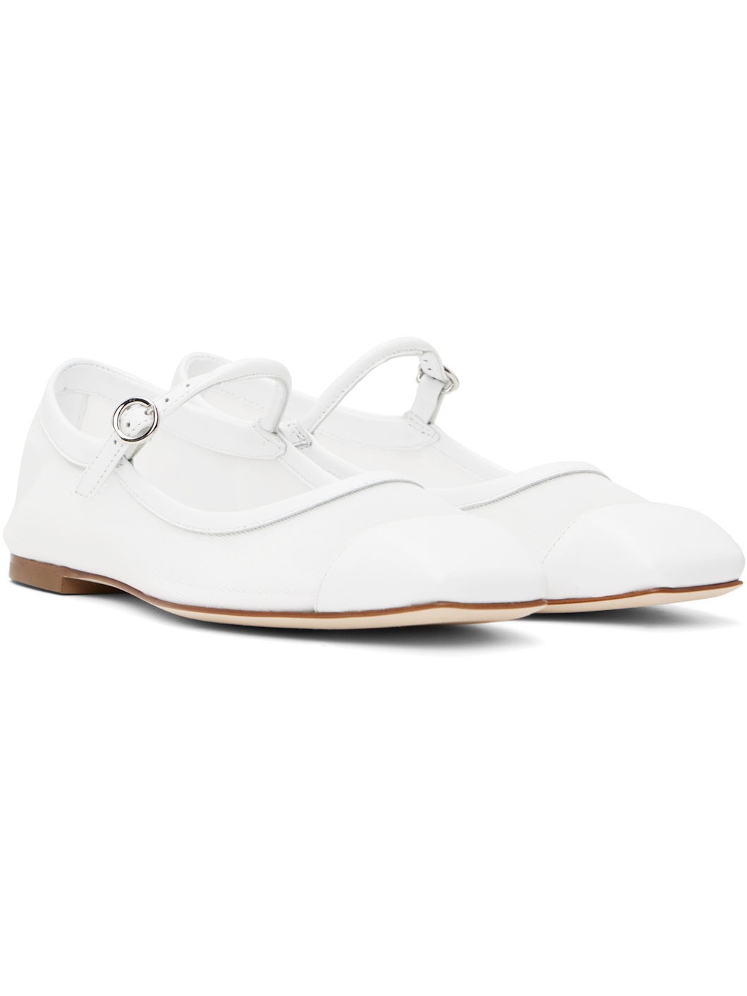 White Uma Mesh Toe-Cap Ballerina Flats - 4