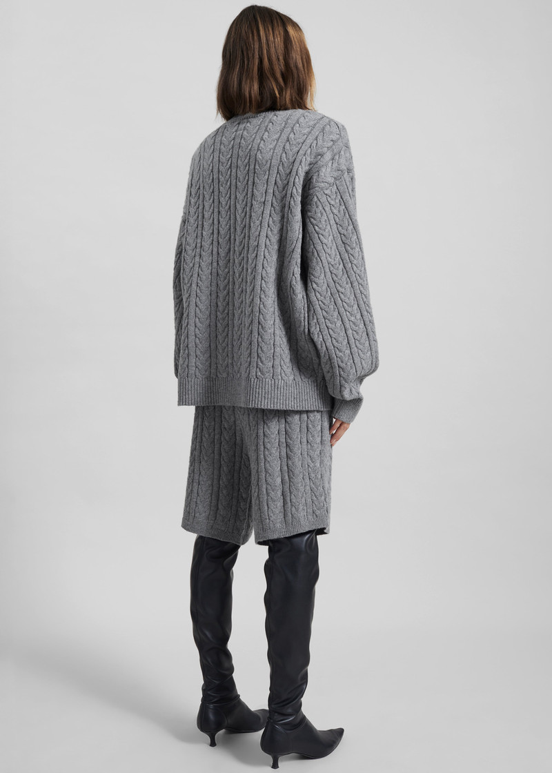 Karmoy Cable Knit Shorts - Grey 7