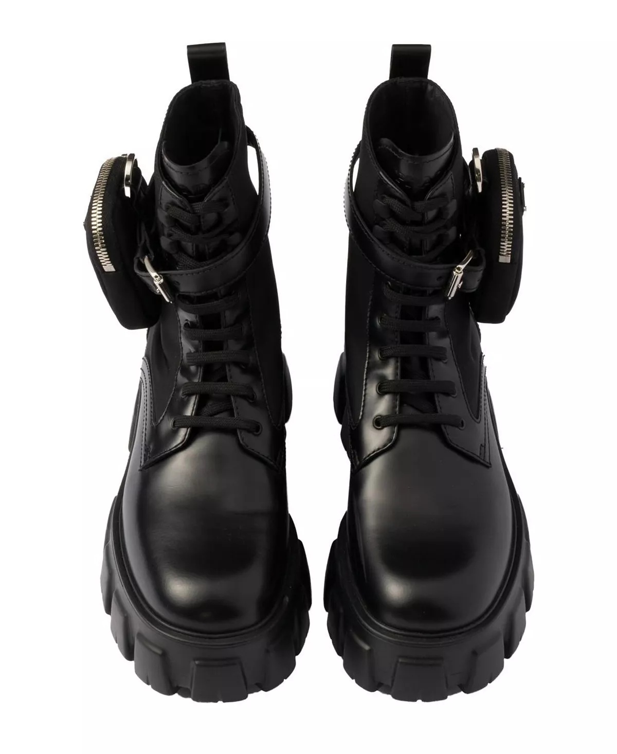 Women's Monolith Leather and Re-Nylon Boots with Pouch - 4