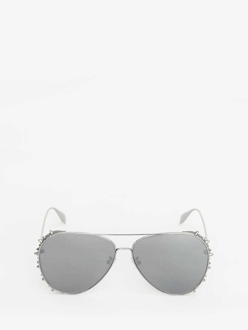 Punk Stud Pilot Sunglasses in Silver - 1