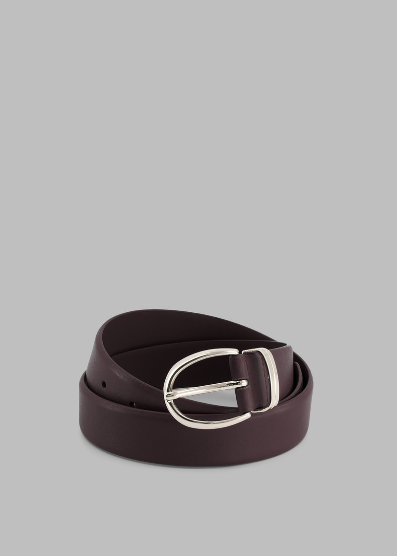 Ora Leather Belt - Plum/Silver 1