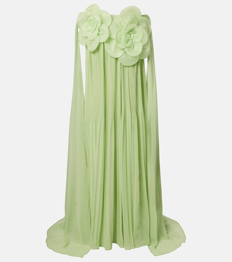 Jaclyn floral-appliqué bustier gown 1