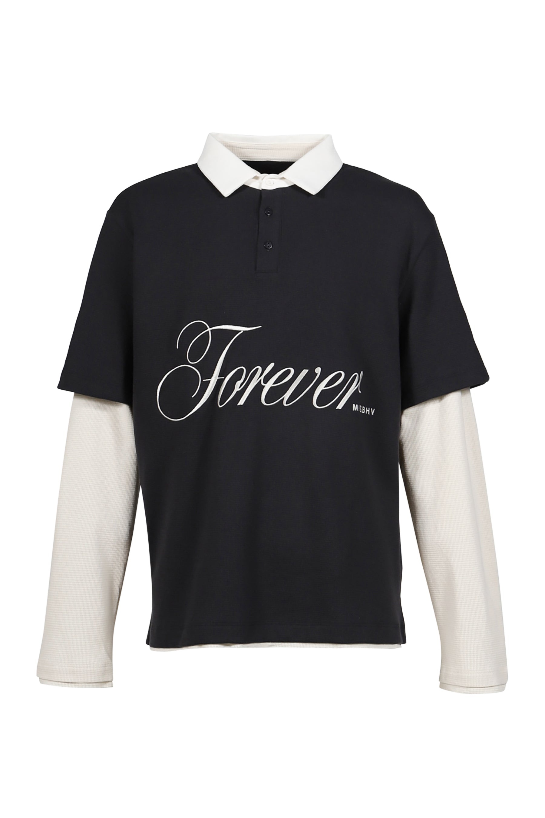 FOREVER DOUBLE LAYERED POLO / BLK&WHT - 1