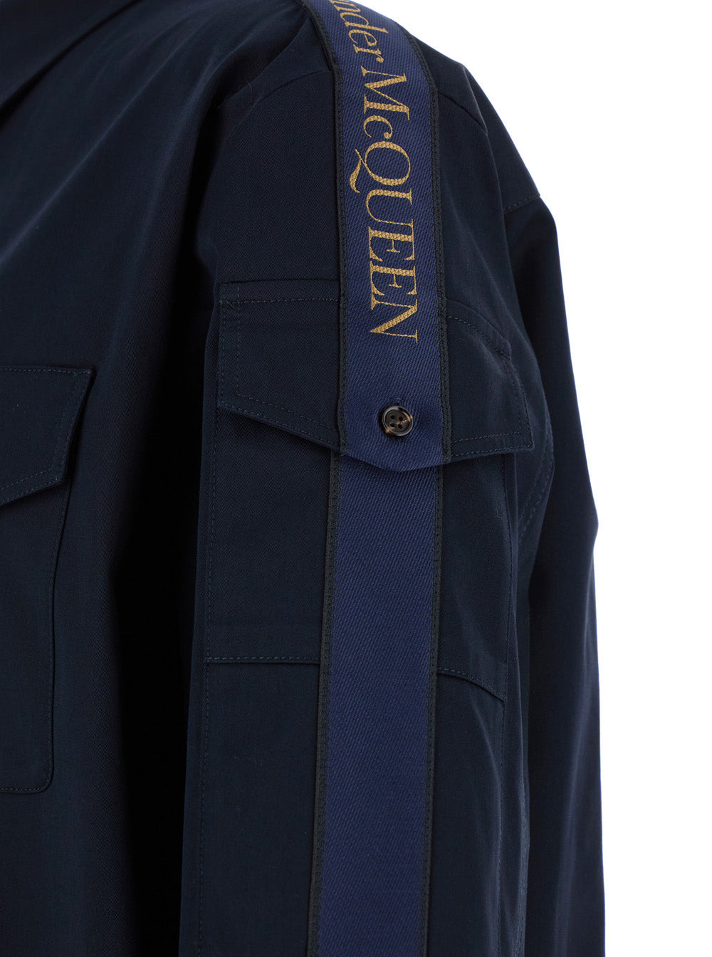 Alexander Mcqueen Men Blue Shirt With Pointed Collar In Cotton Man - 3