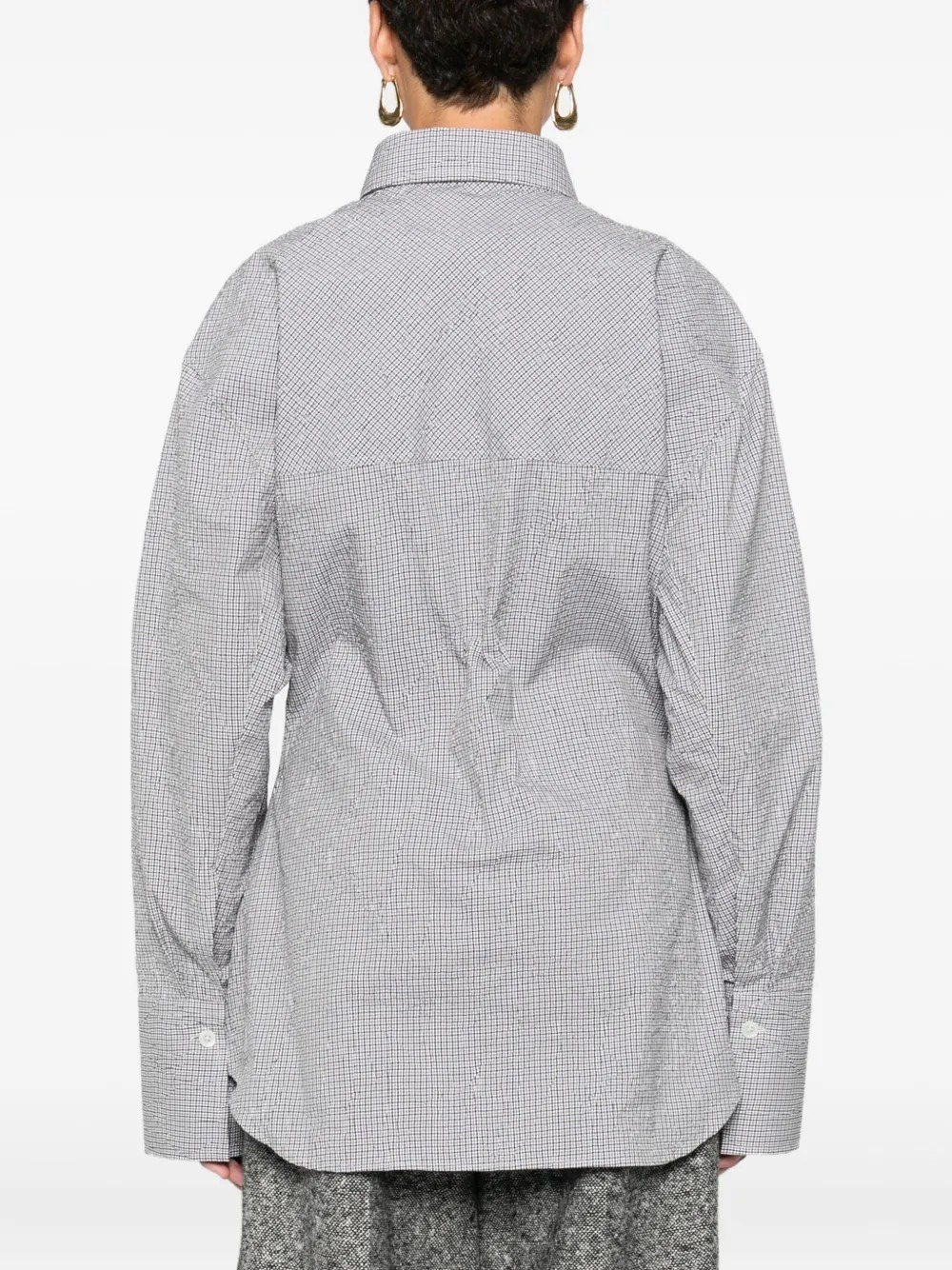 crushed checked shaped shirt - 3