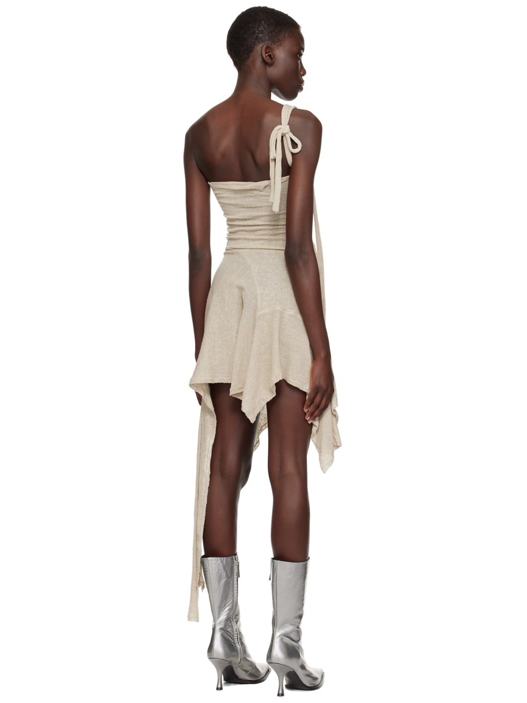 Beige Deconstructed Minidress - 3