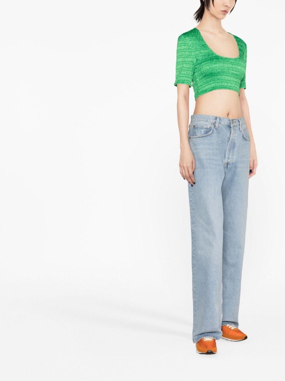 cropped smocked top - 3