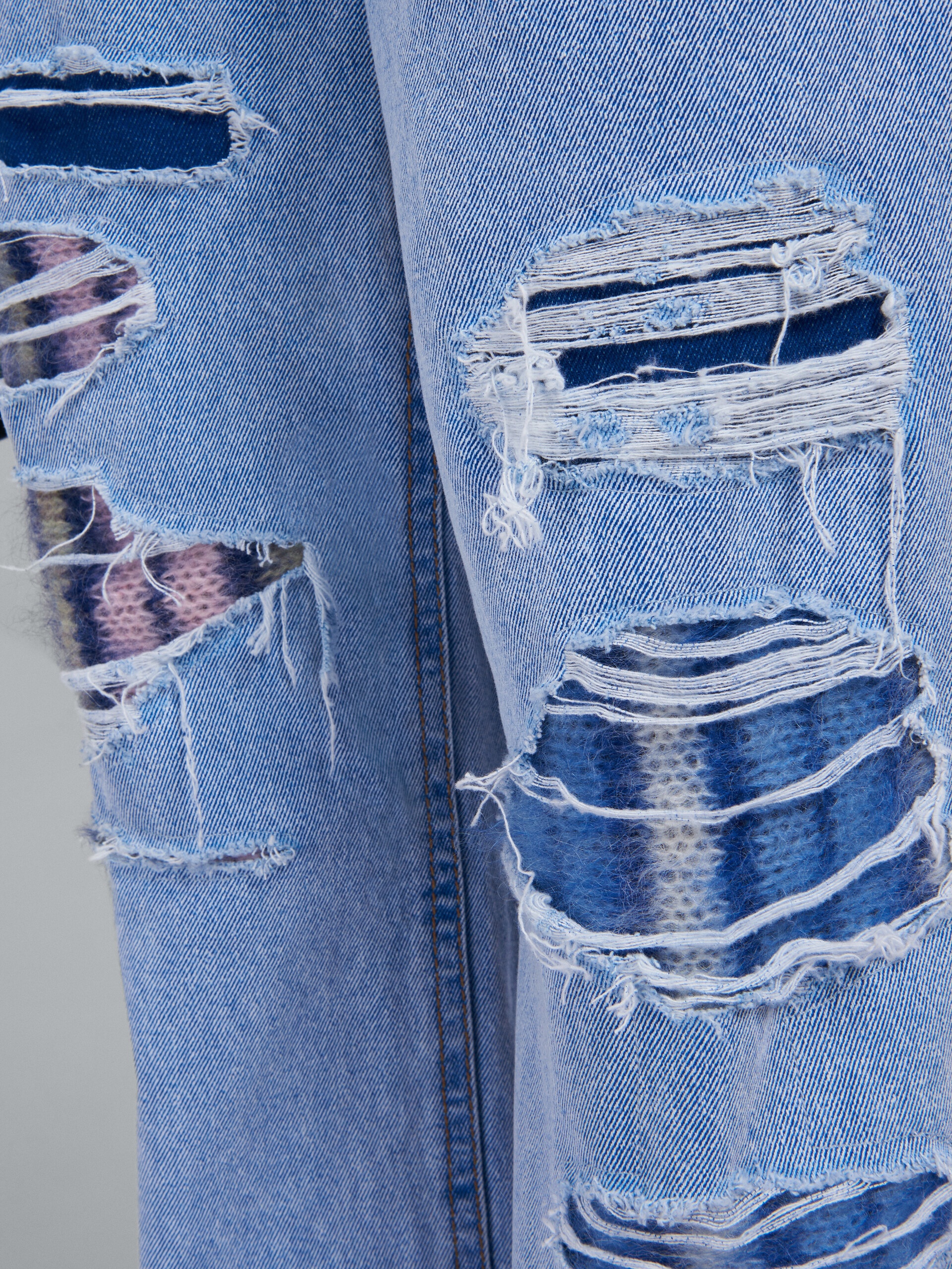 WIDE TROUSERS IN LIGHT BLUE DENIM AND MOHAIR - 4