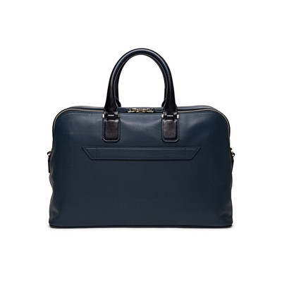 Santoni Blue leather laptop bag outlook