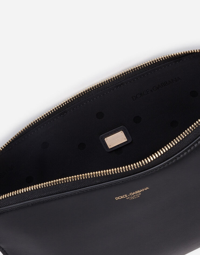 Calfskin Monreale clutch with logo 4