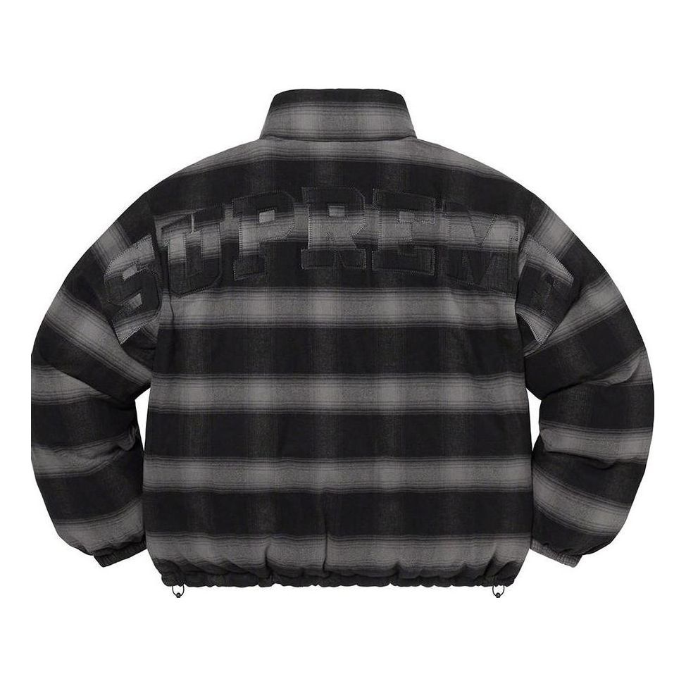 Supreme Supreme Flannel Reversible Puffer Jacket 'Black Grey' SUP-FW22-703  | REVERSIBLE