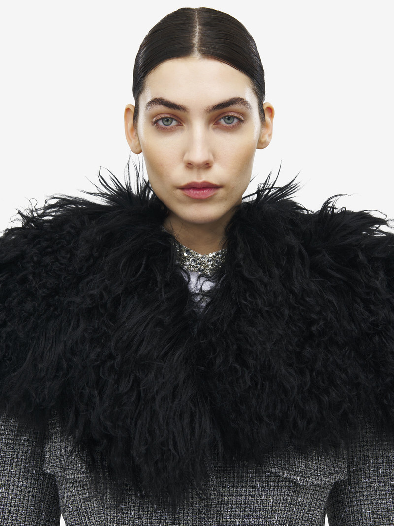 Oversized Shearling Cape Coat 4