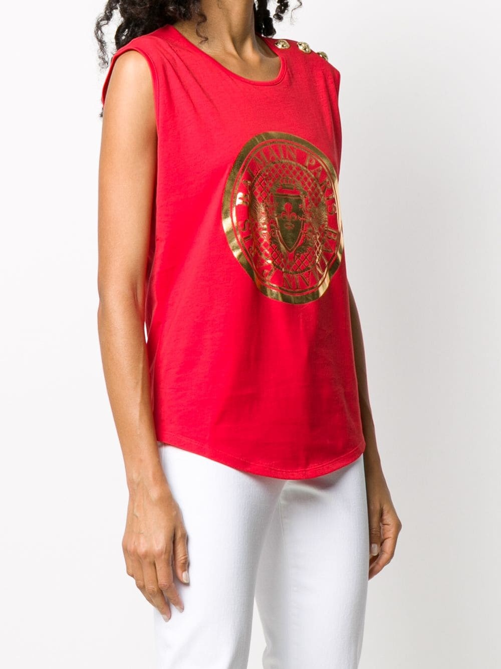 logo-print sleeveless top - 3