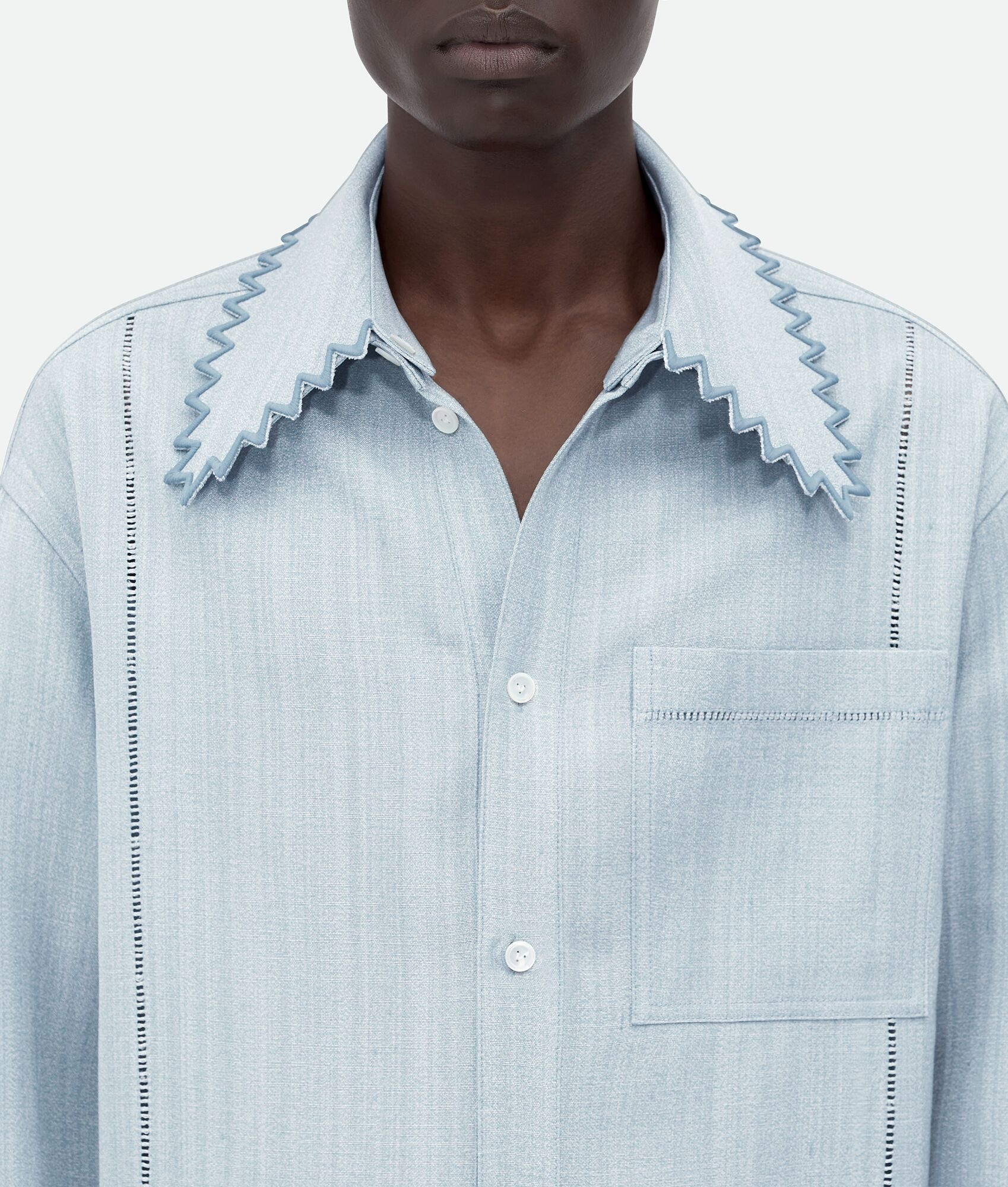 English Embroidery Viscose And Silk Shirt - 5