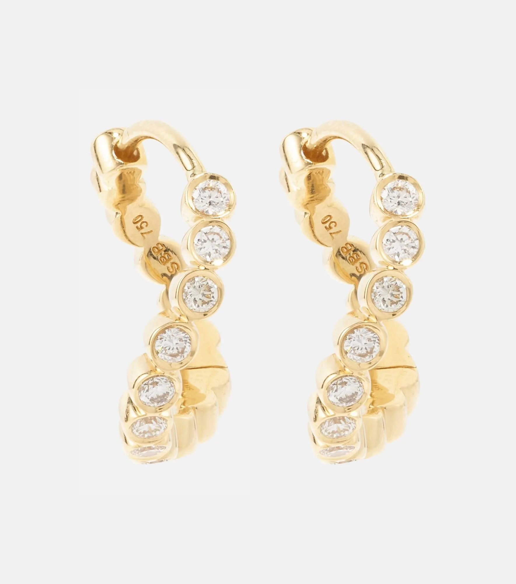 Petit Courant 18kt gold hoop earrings with diamonds - 1