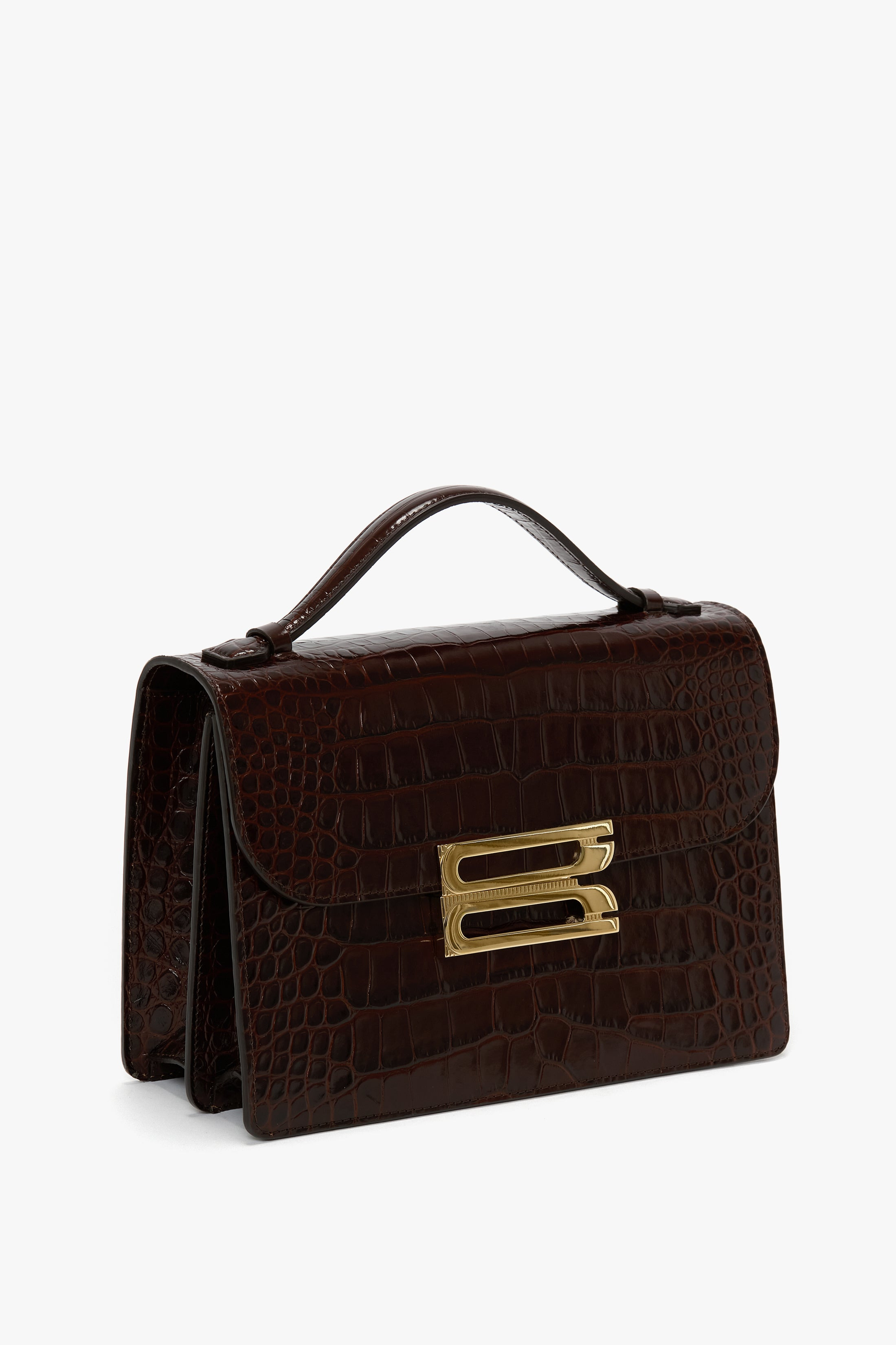 Dorian Bag In Dark Brown Croc Embossed Leather - 3