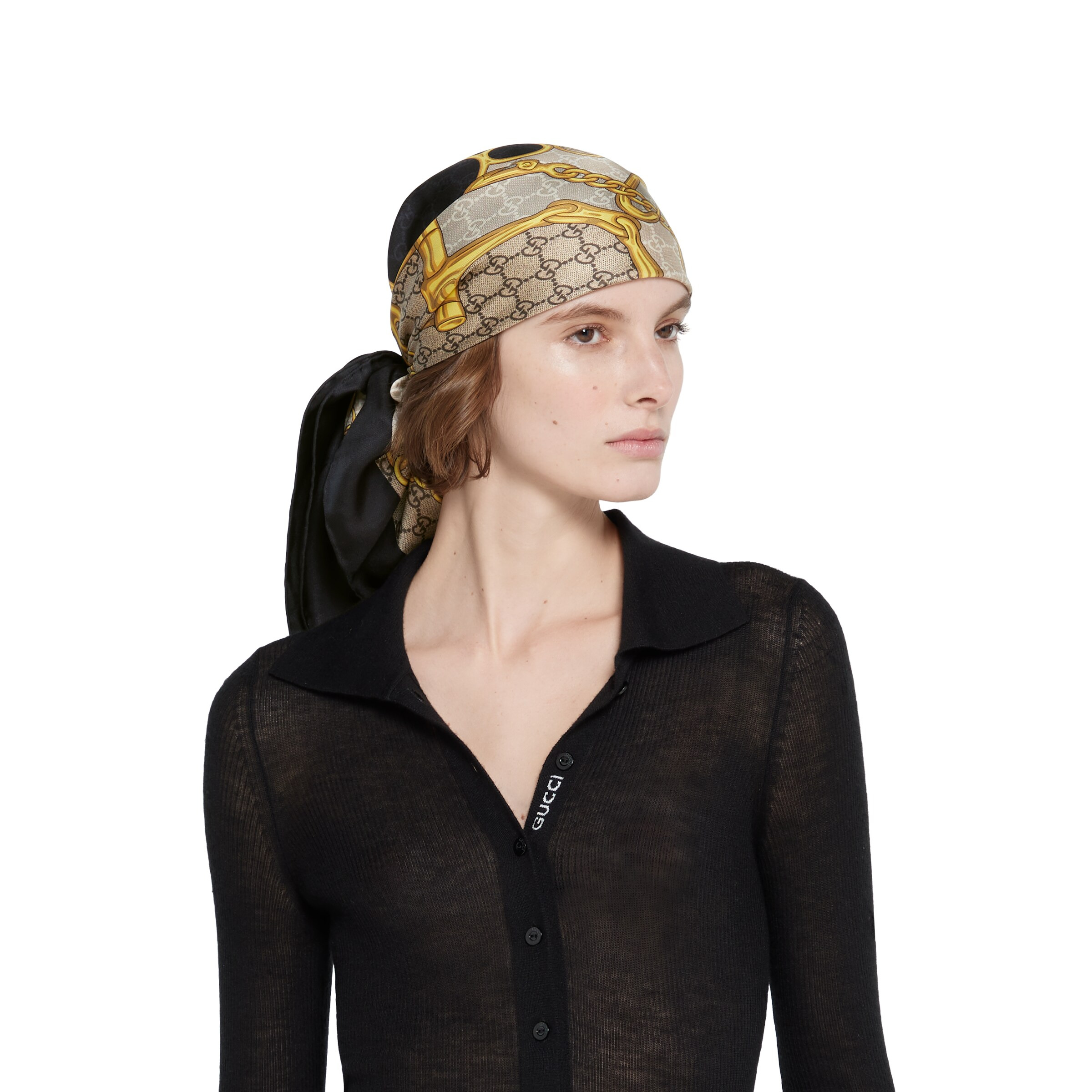 GG Horsebit silk scarf - 4