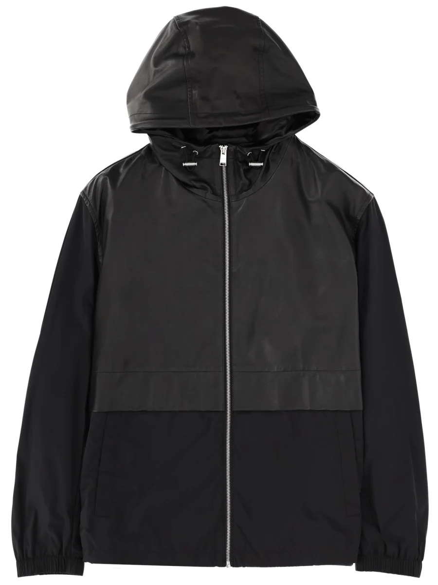 LEATHER BLEND HOODED JACKET - 1