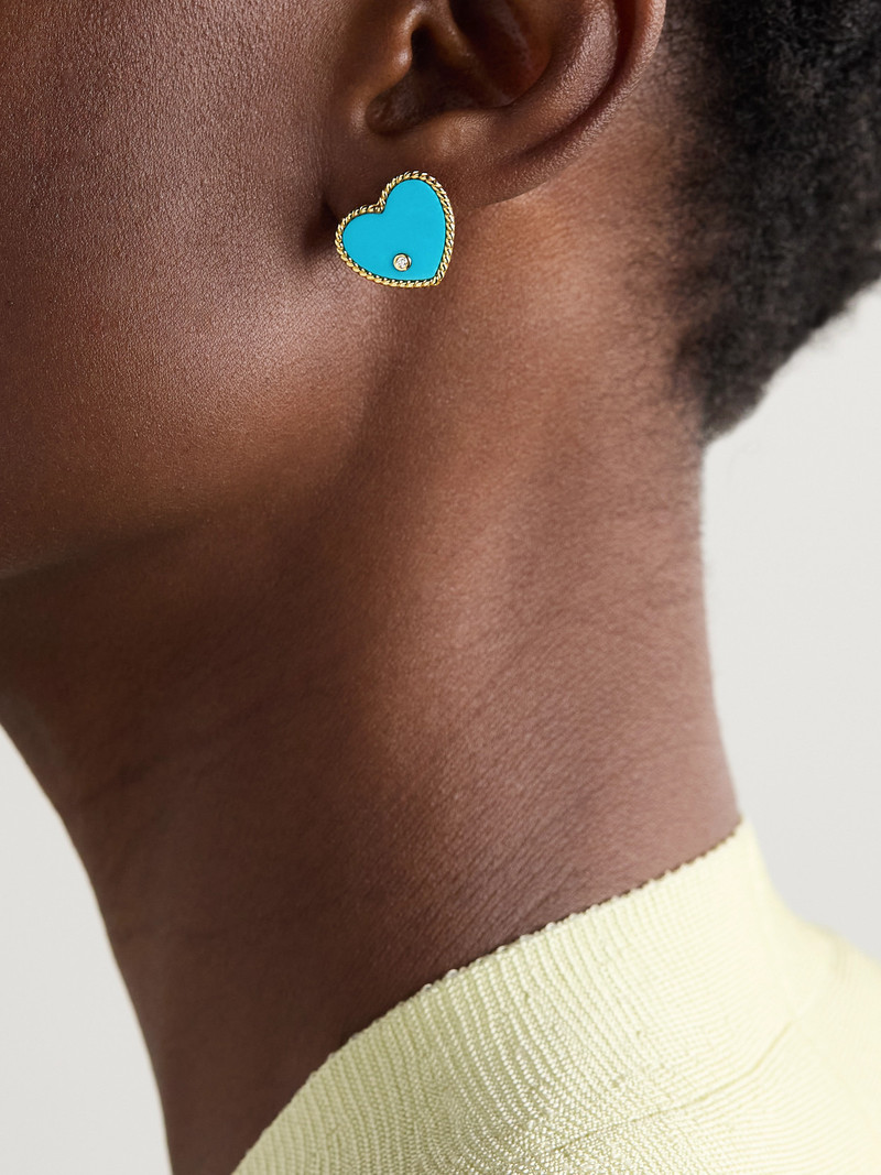 Yvonne Léon Caur 9-karat Gold, Turquoise And Diamond Earrings outlook