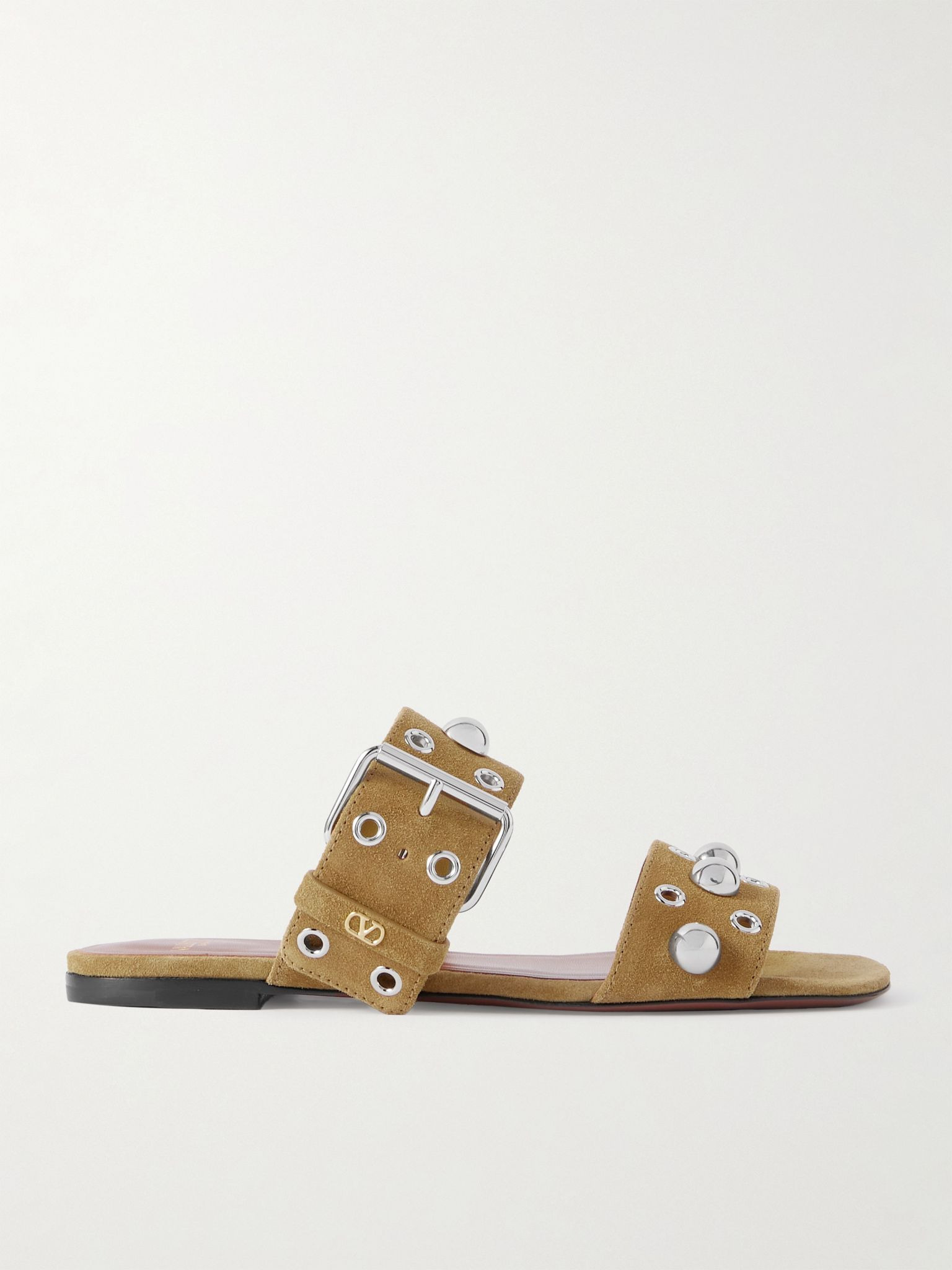 Nellcôte embellished suede slides Tan - 1