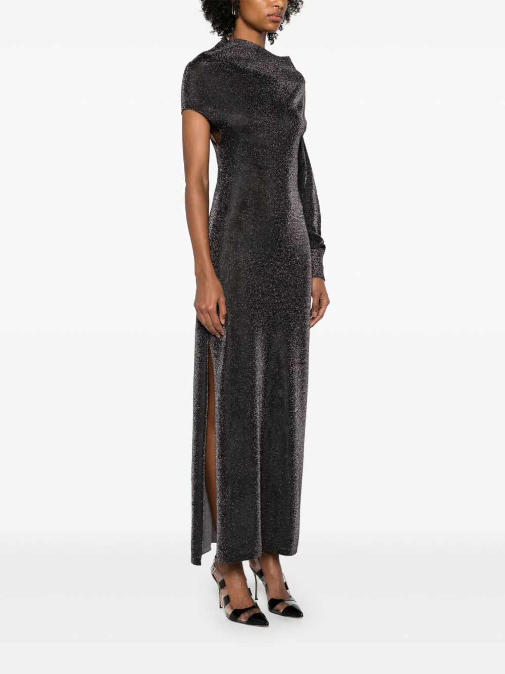 draped lurex gown - 3
