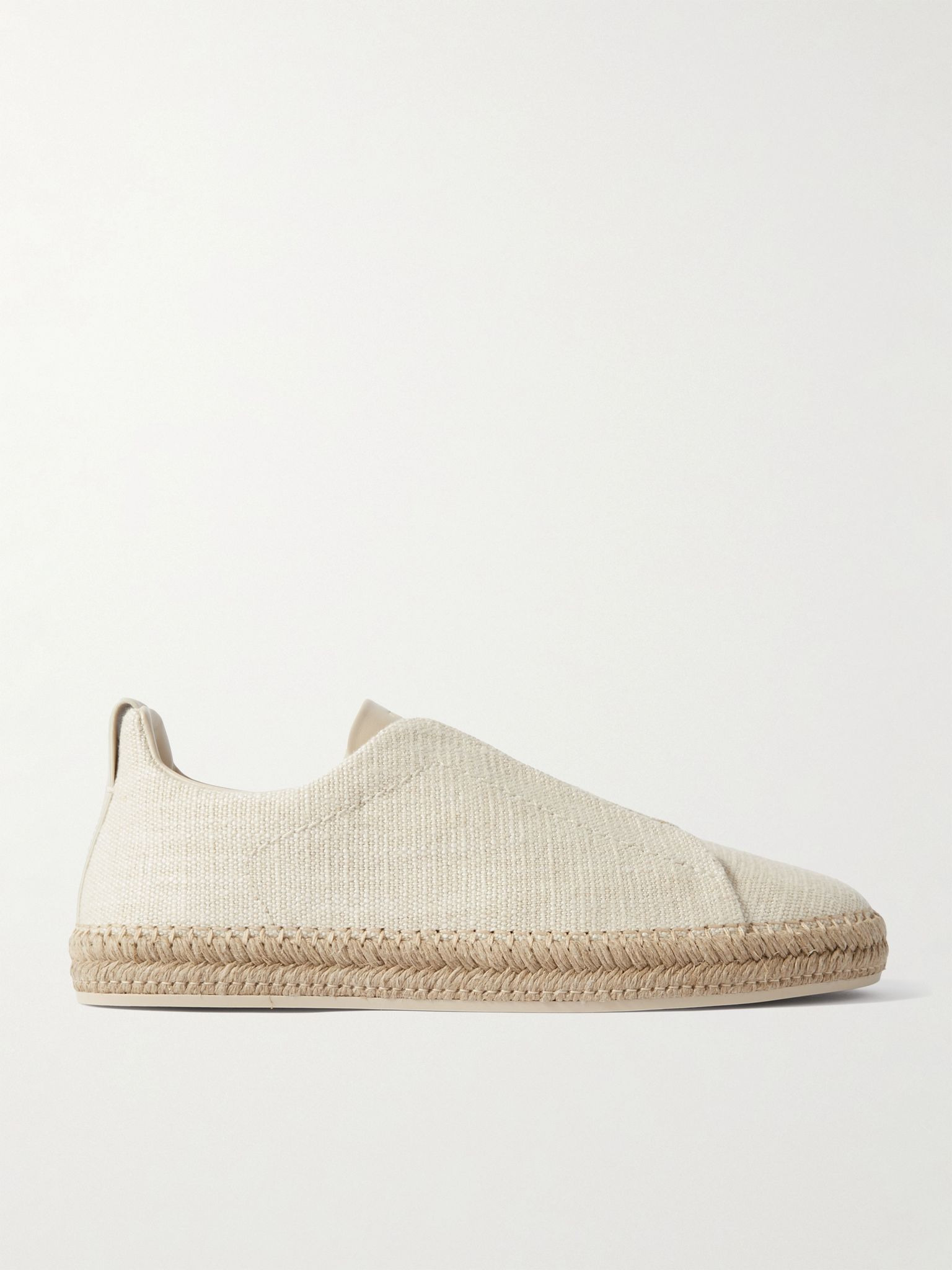 Triple Stitch™ Leather-Trimmed Canvas Slip-On Sneakers Off-white - 1