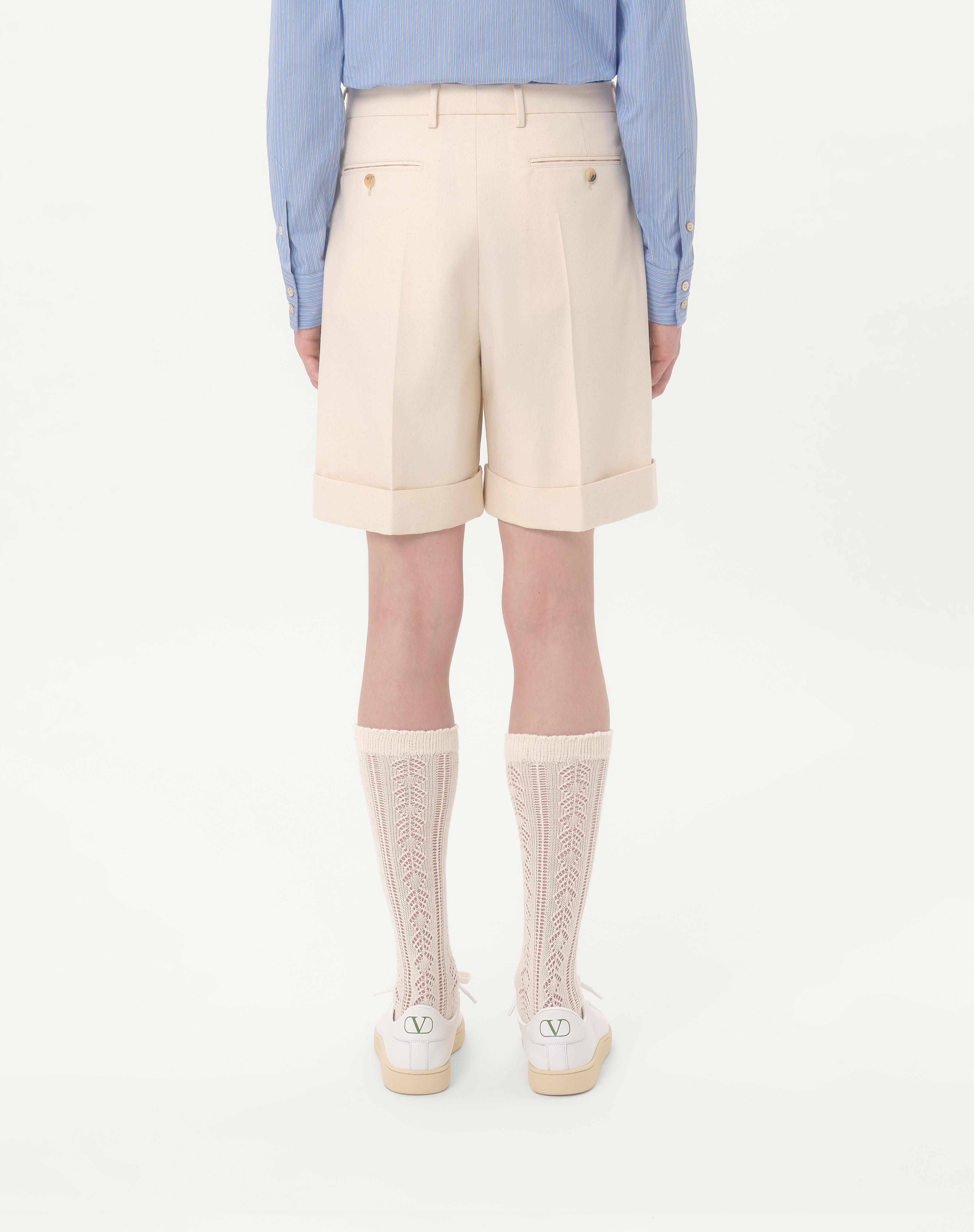 COTTON CANVAS CUFFED BERMUDA SHORTS - 5