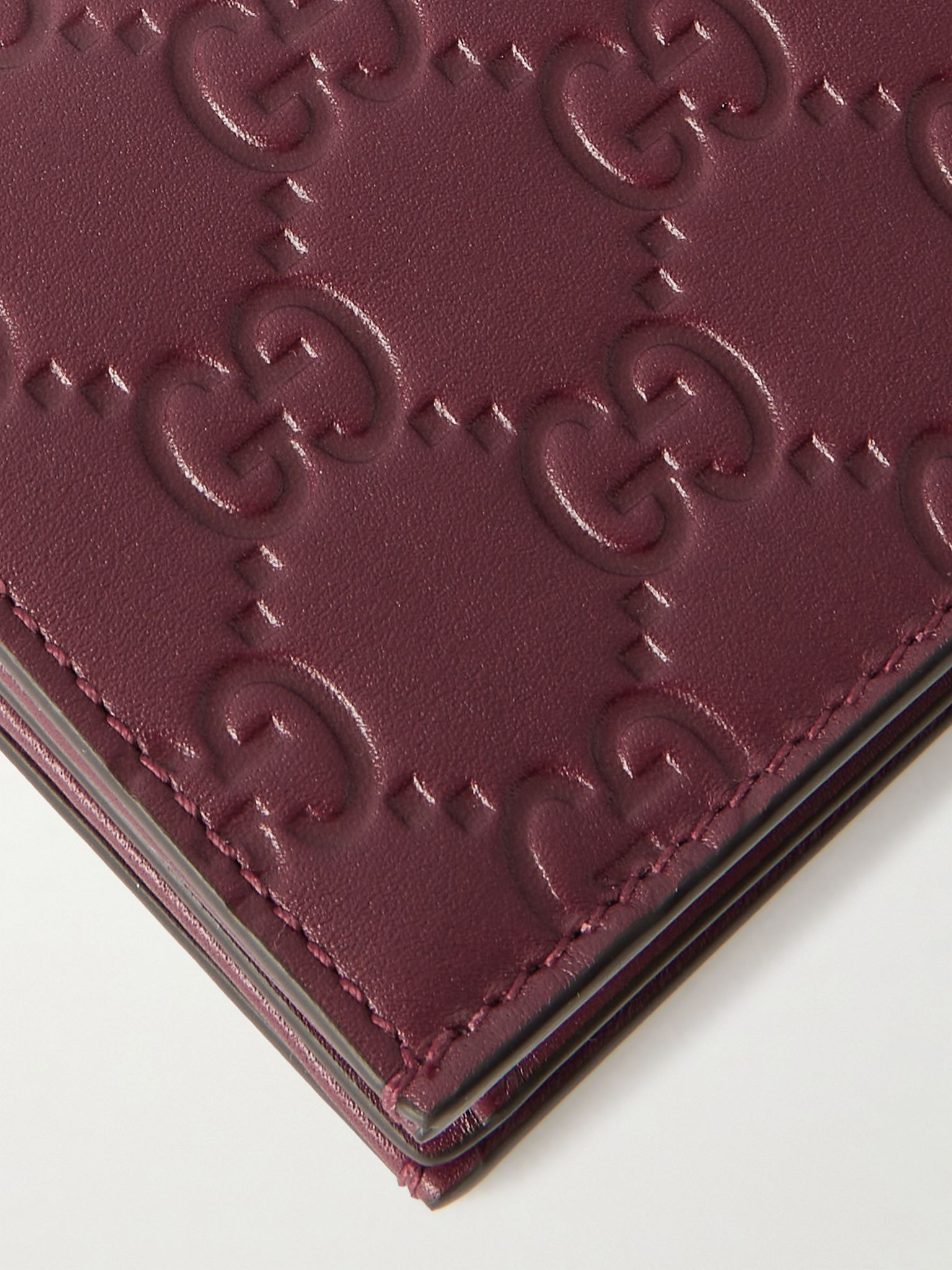 GG Emblem mini debossed leather wallet Burgundy - 4
