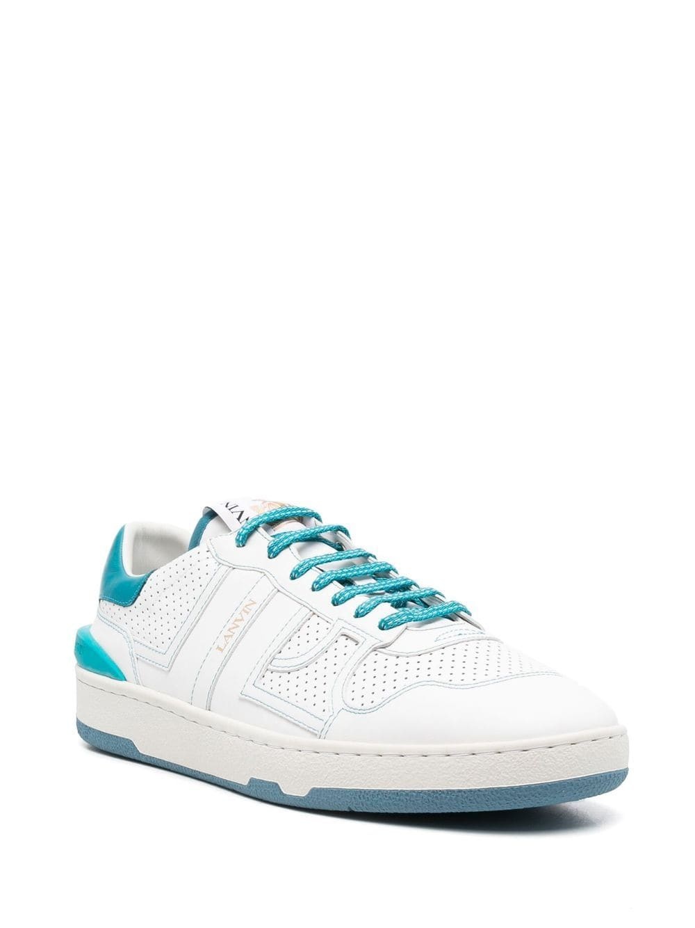 perforated-panel leather sneakers - 2