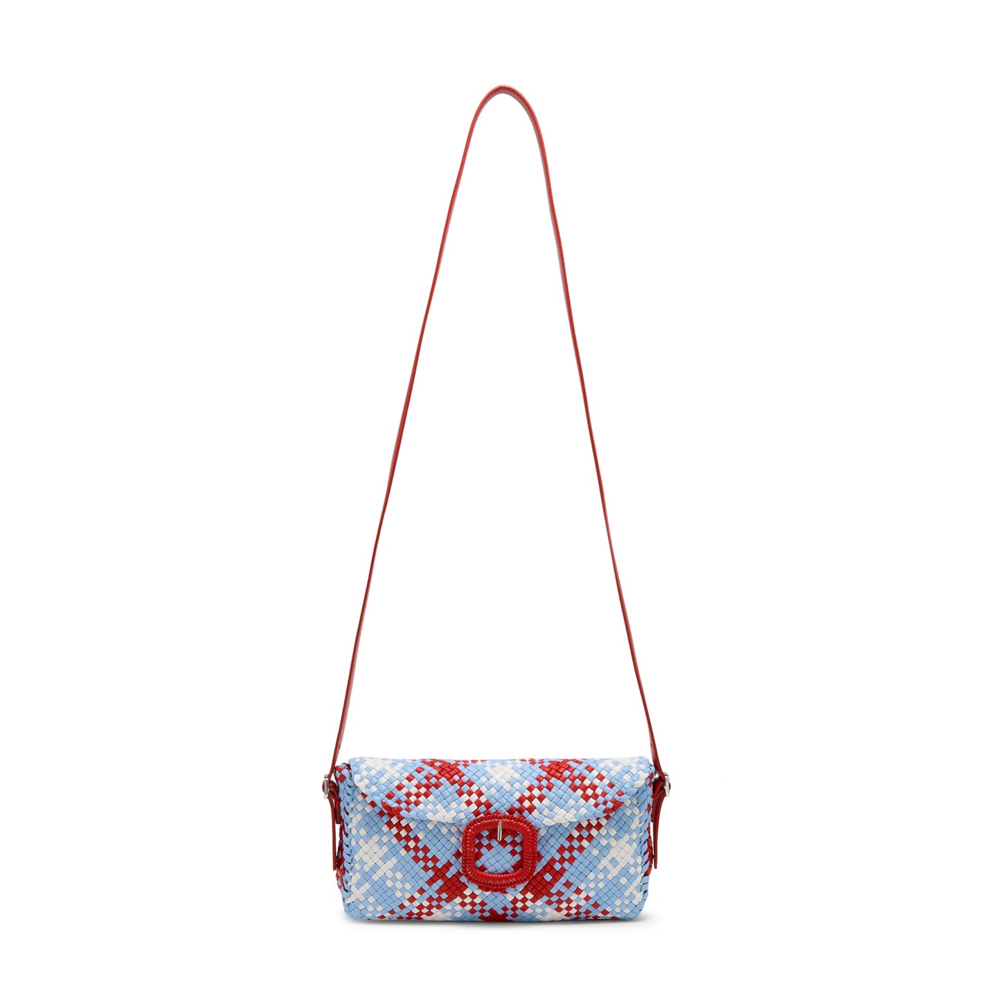 Multicolor leather and raffia shoulder bag - 2