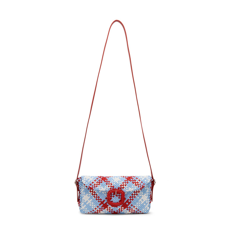 Santoni Multicolor leather and raffia shoulder bag outlook