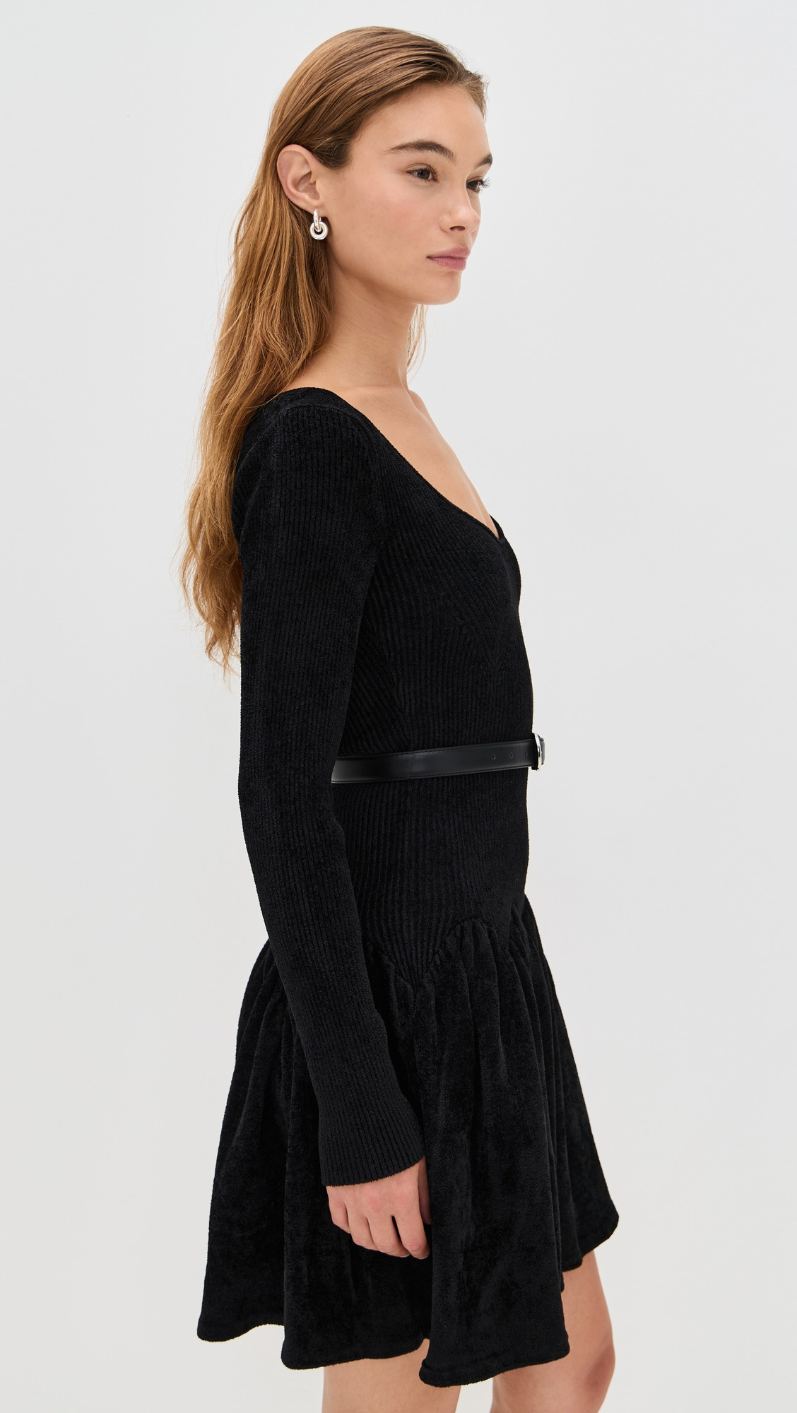 Black Chenille Knit Mini Dress - 3